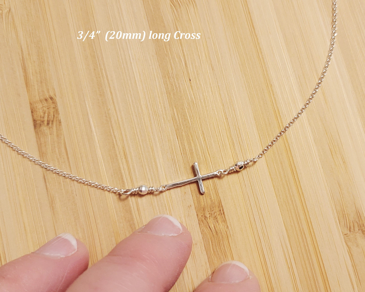 Faith Forever Sterling Silver Sideways Cross Necklace-Two Sizes
