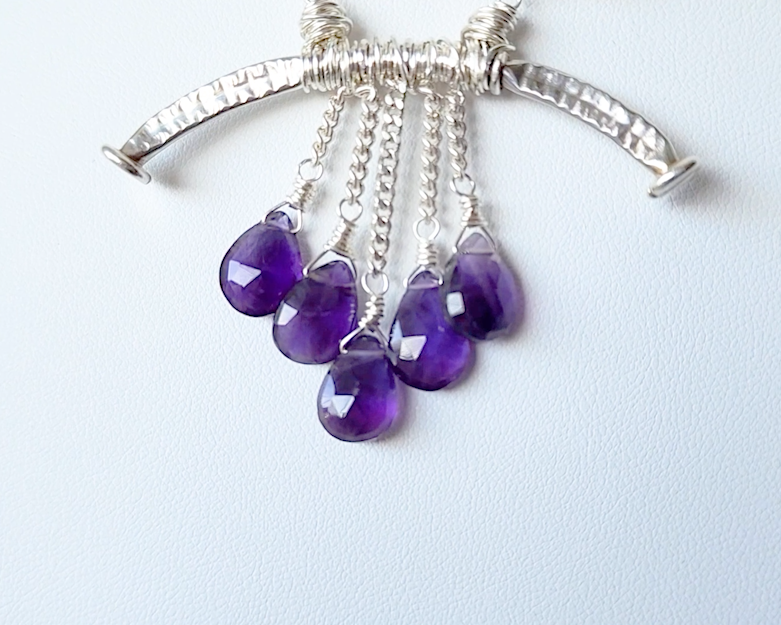 Purple Amethyst Rain Moonstone Clouds Necklace