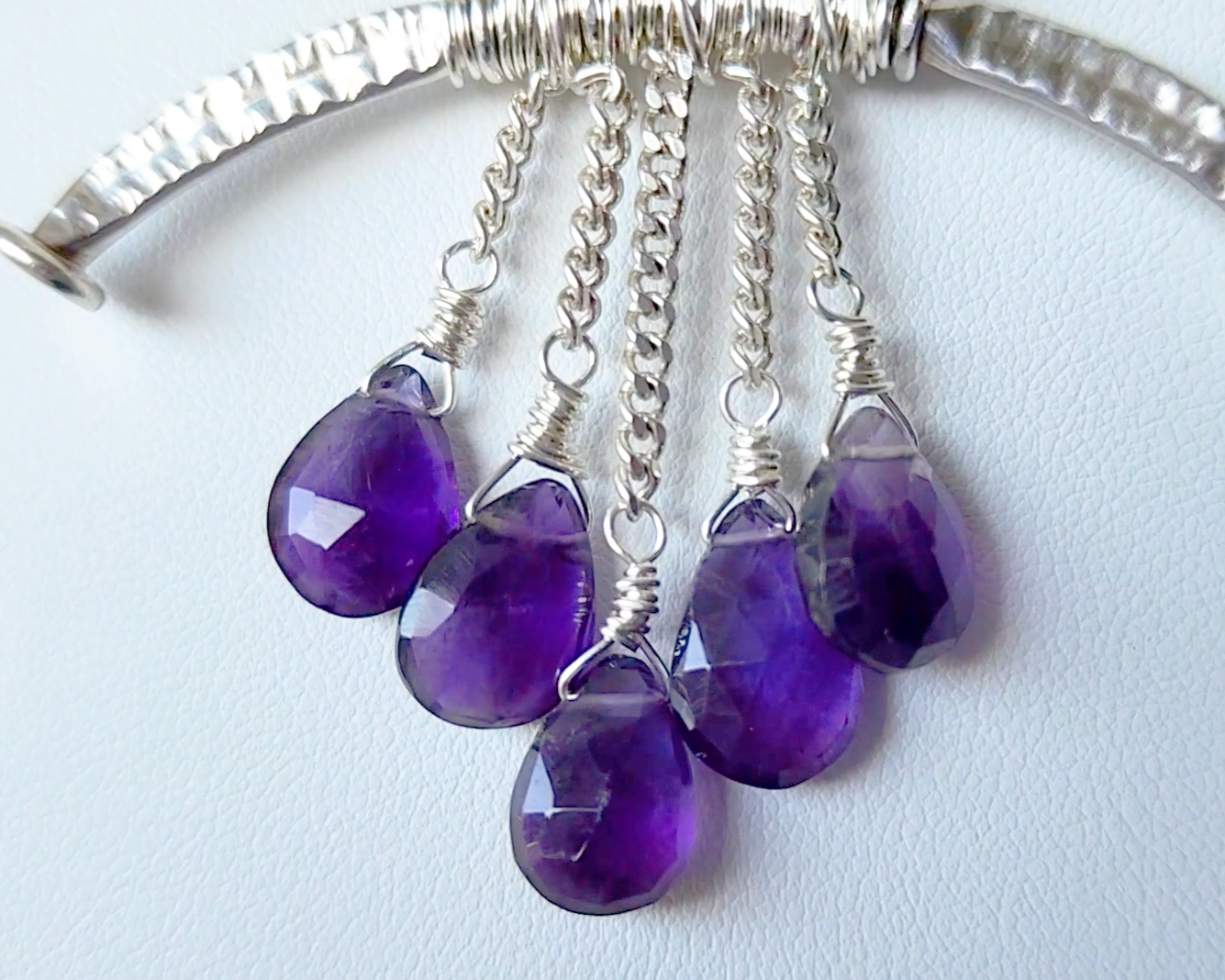 Purple Amethyst Rain Moonstone Clouds Necklace