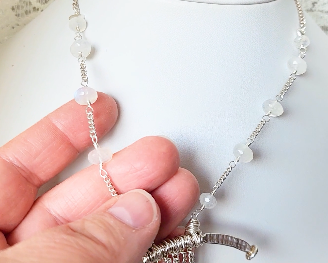 Purple Amethyst Rain Moonstone Clouds Necklace