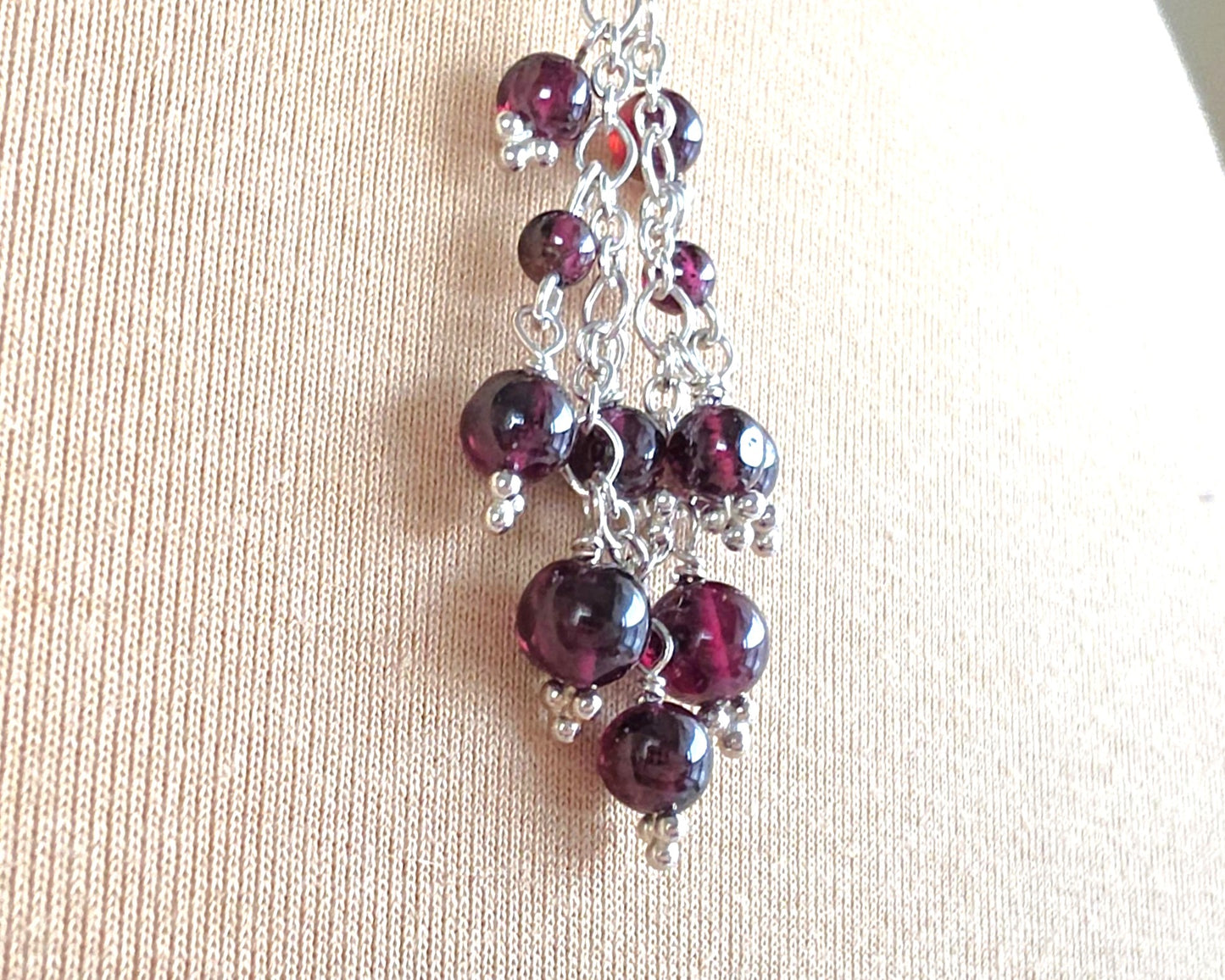 Regal Garnet and Baroque Pearl Tassel Necklace