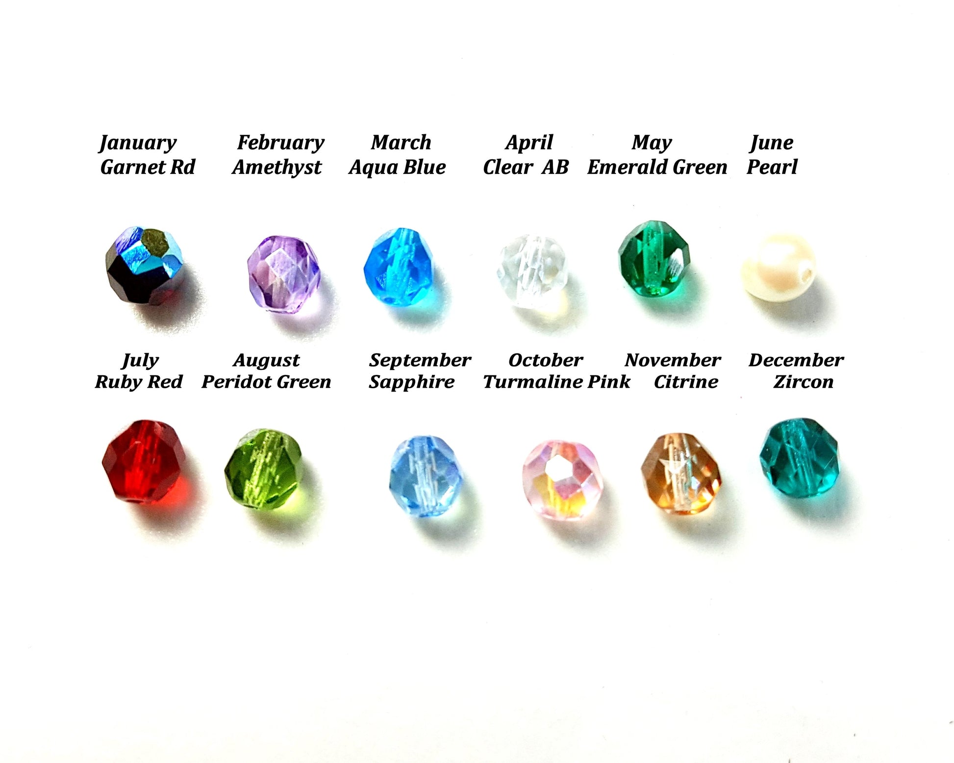 Birthstone color beads-Czech fire polished glass beads