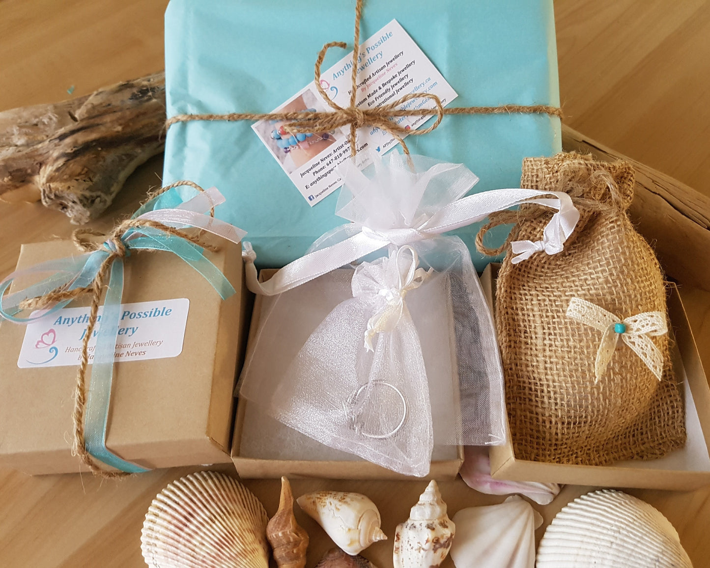 FREE Recycled Paper Gift Box, Reusable Jewellery Pouch, Tissue Papper, Ribbon & Twine