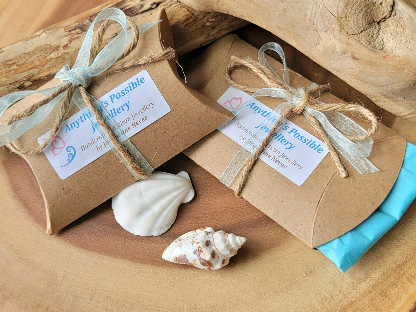 Eco Friendly  Recycled Paper Pillow Gift Box with Tissue, Ribbon, and Twine
