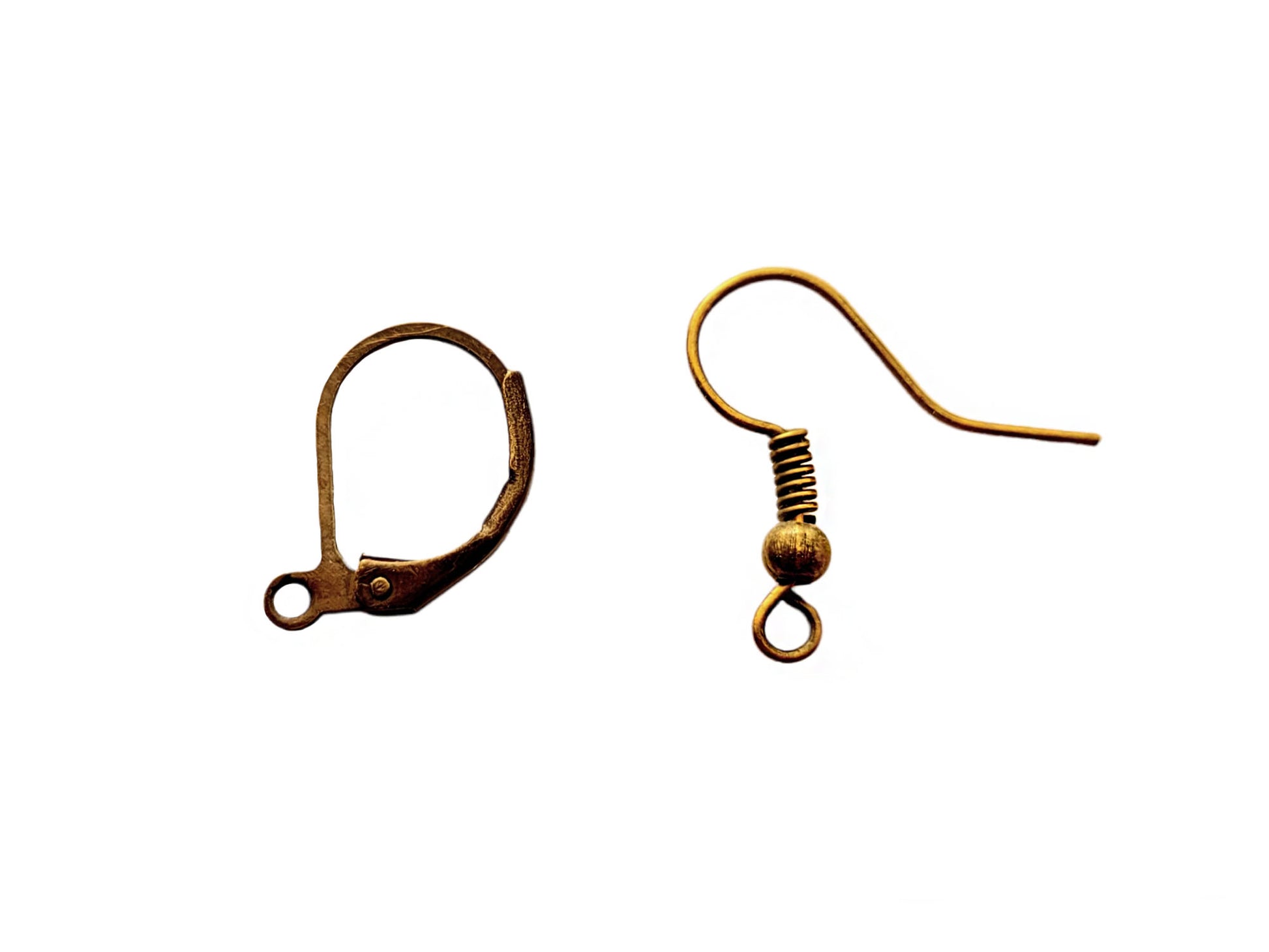 Earring Wire Styles-Antique Brass:  French-Fish Hooks & Leaver Back 