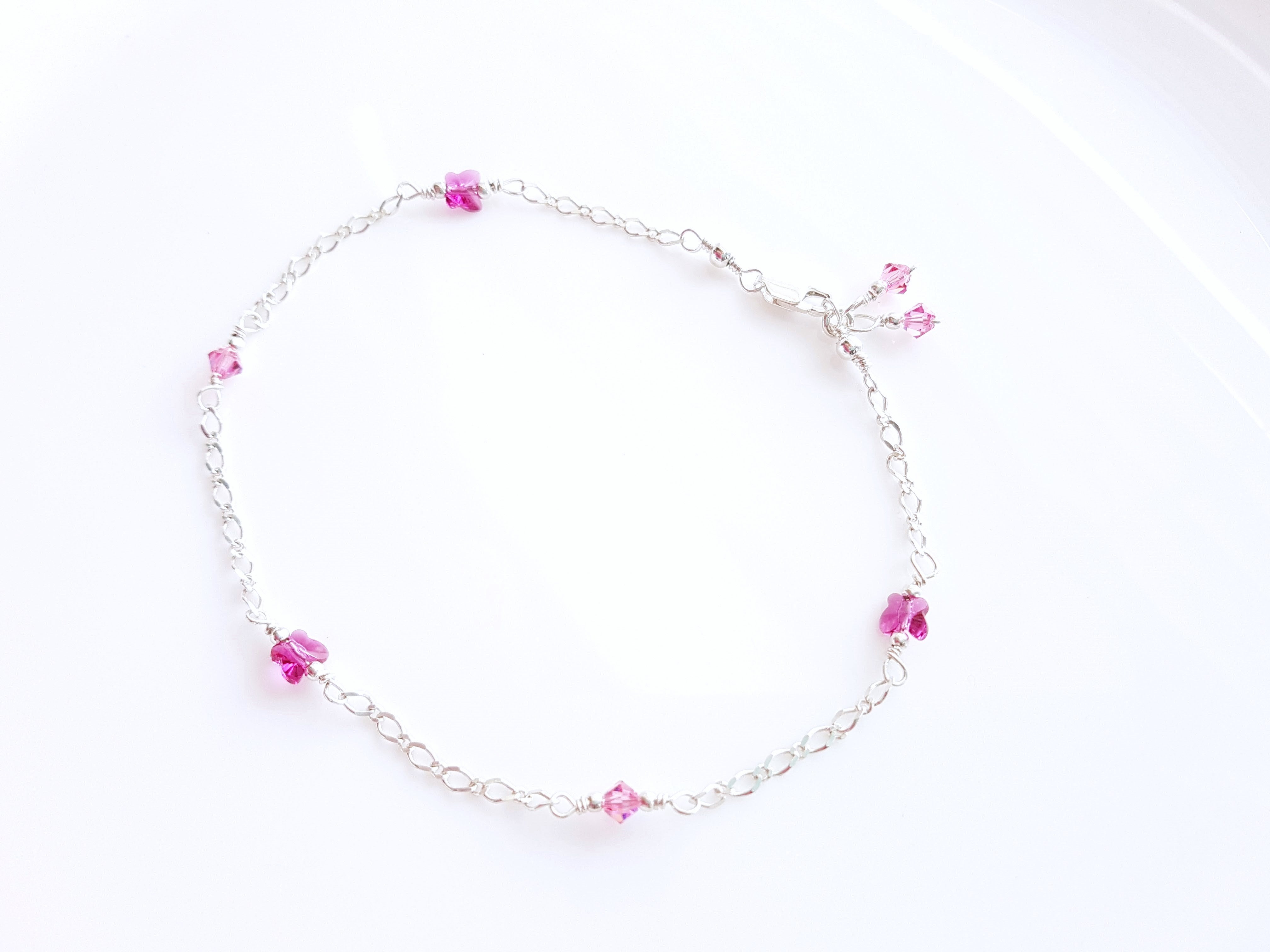 Pink deals butterfly anklet