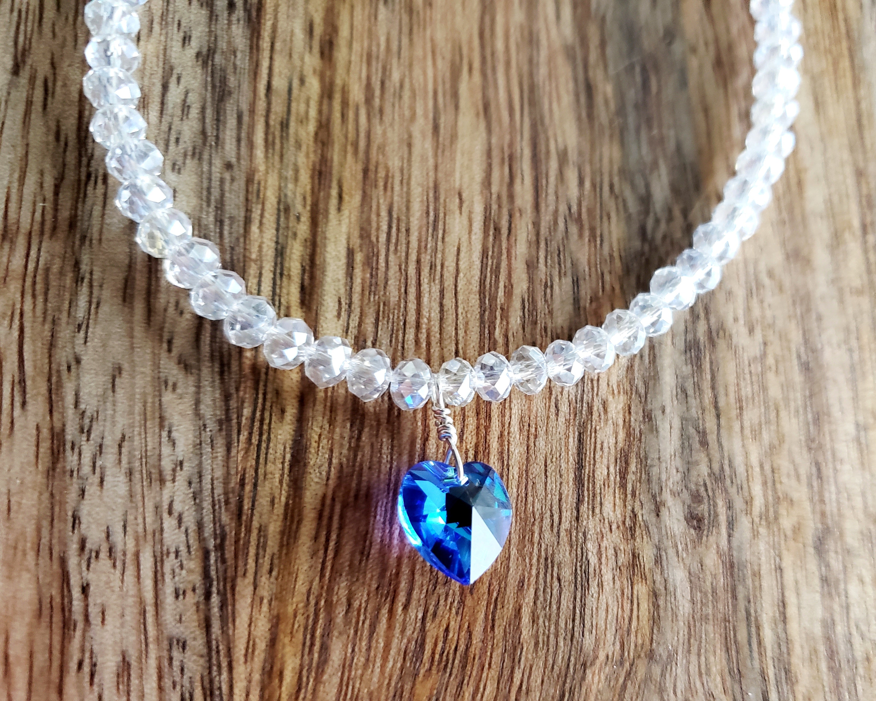 Something Blue Crystal Heart Beaded Ankle Bracelet – Anything's