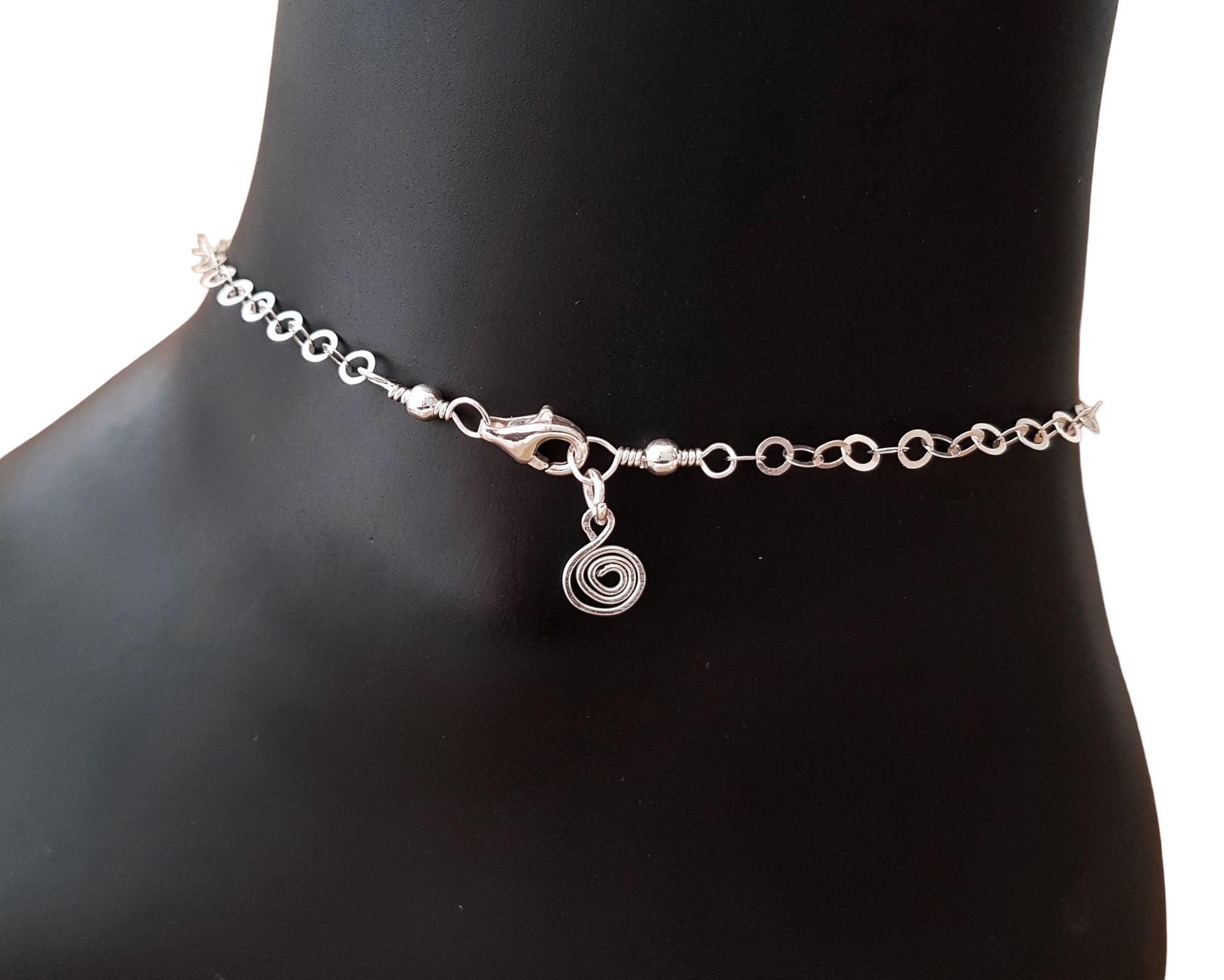 Eternity Coil Pendant on end of anklet