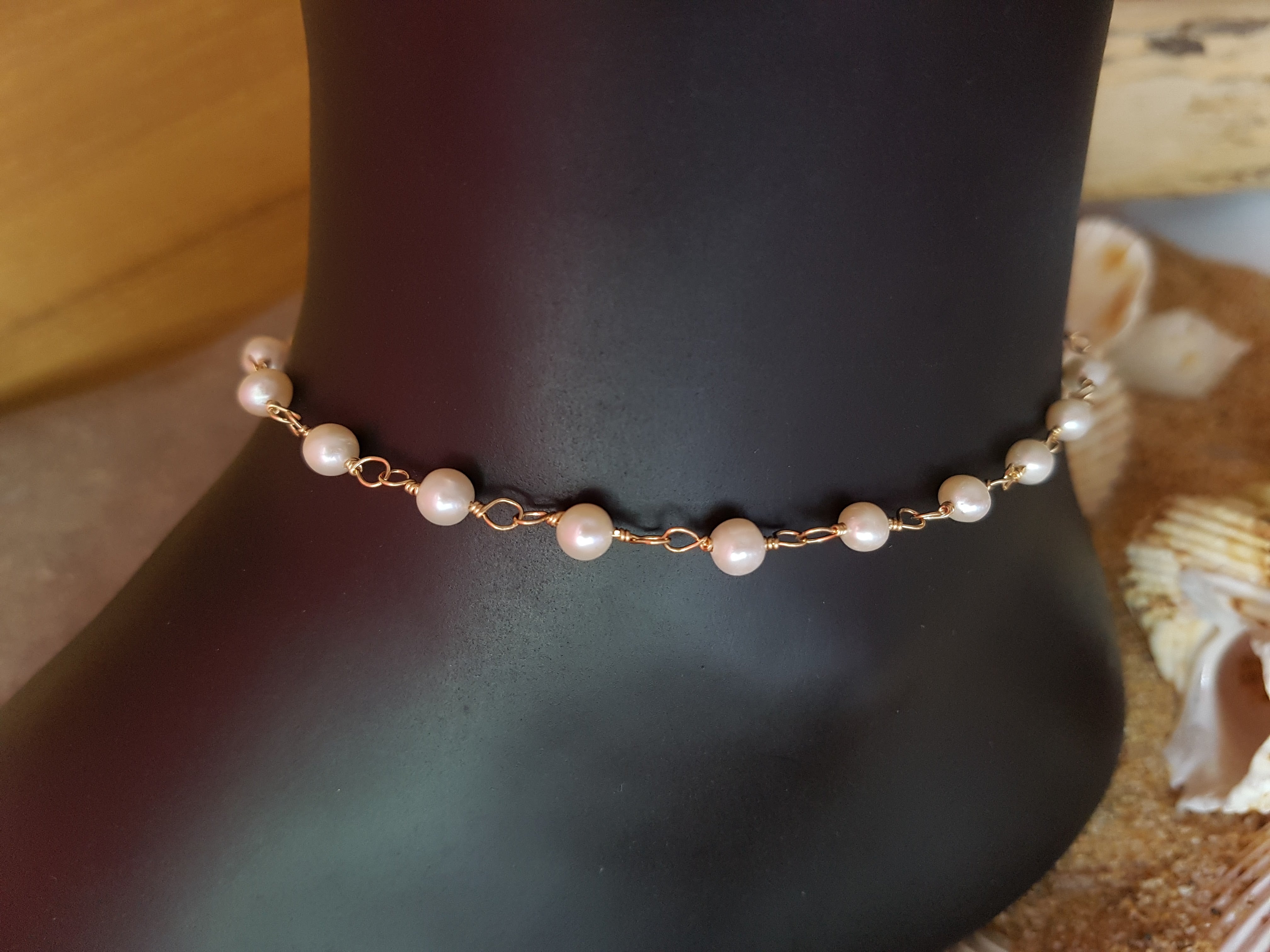 Deluxe Freshwater Cultured Pearl Anklet-Ankle Bracelet-14k Gold Filled