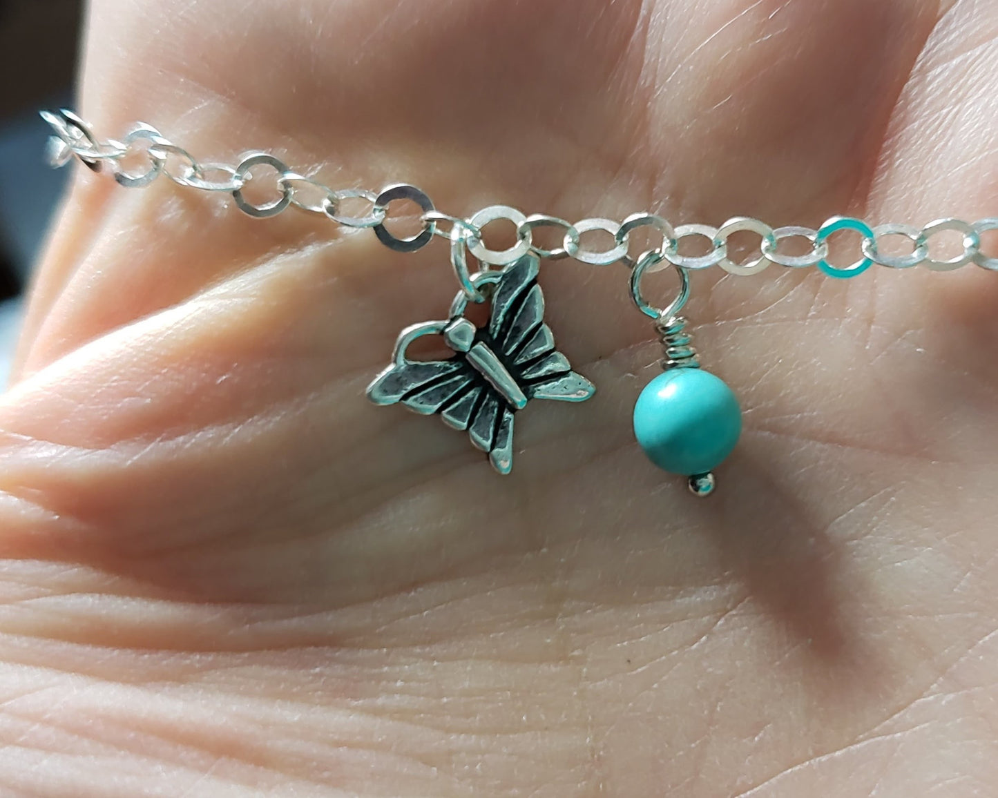 Personalized Butterfly Birthstone Eternity Anklet-Ankle Bracelet