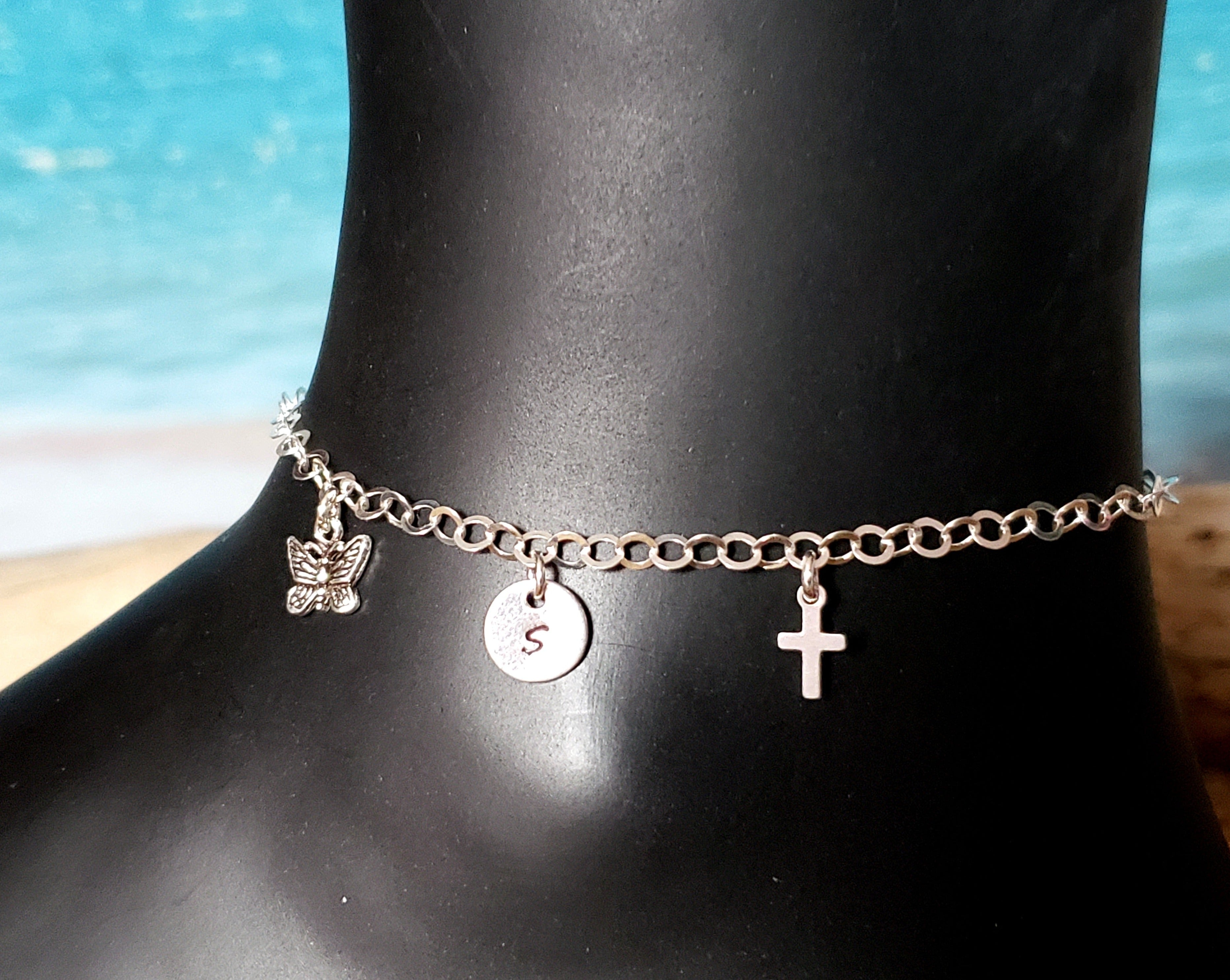 Butterfly initial deals anklet