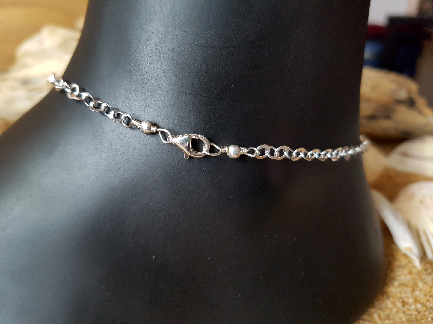 Music Lover Ankle Bracelet-Anklet-Sterling Silver-Music Symbols dangling  on sparkly chain.