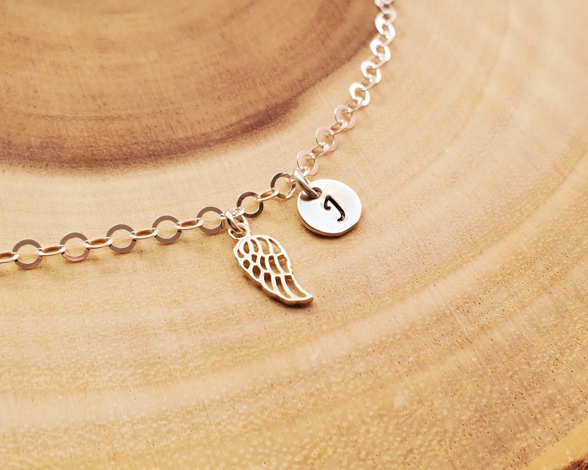Personalized Wing Initial Ankle Bracelet/ Anklet