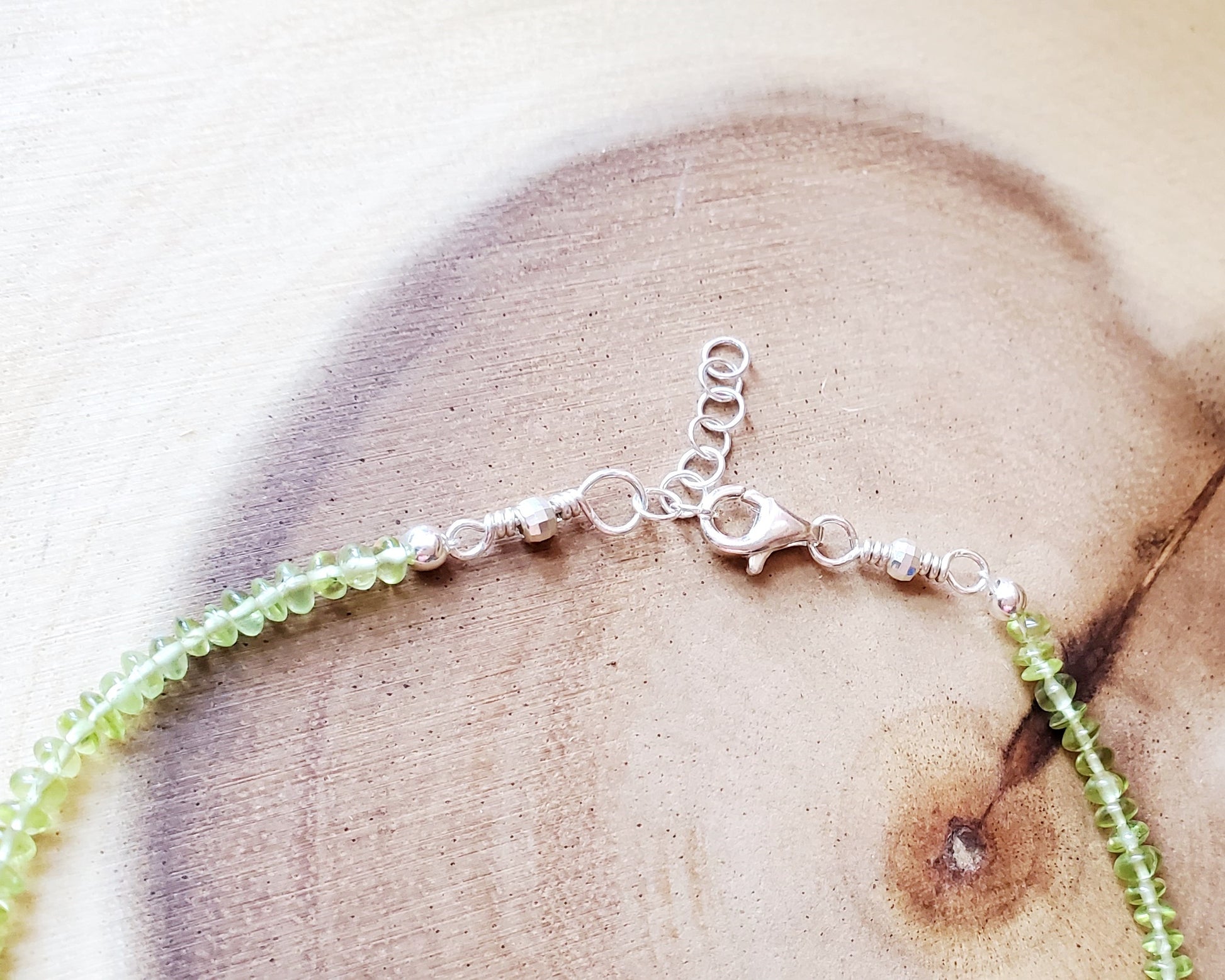 Peridot Beaded Ankle Bracelet, Anklet, Ethical Peridot, Sterling Silver, Ethical Gemstone