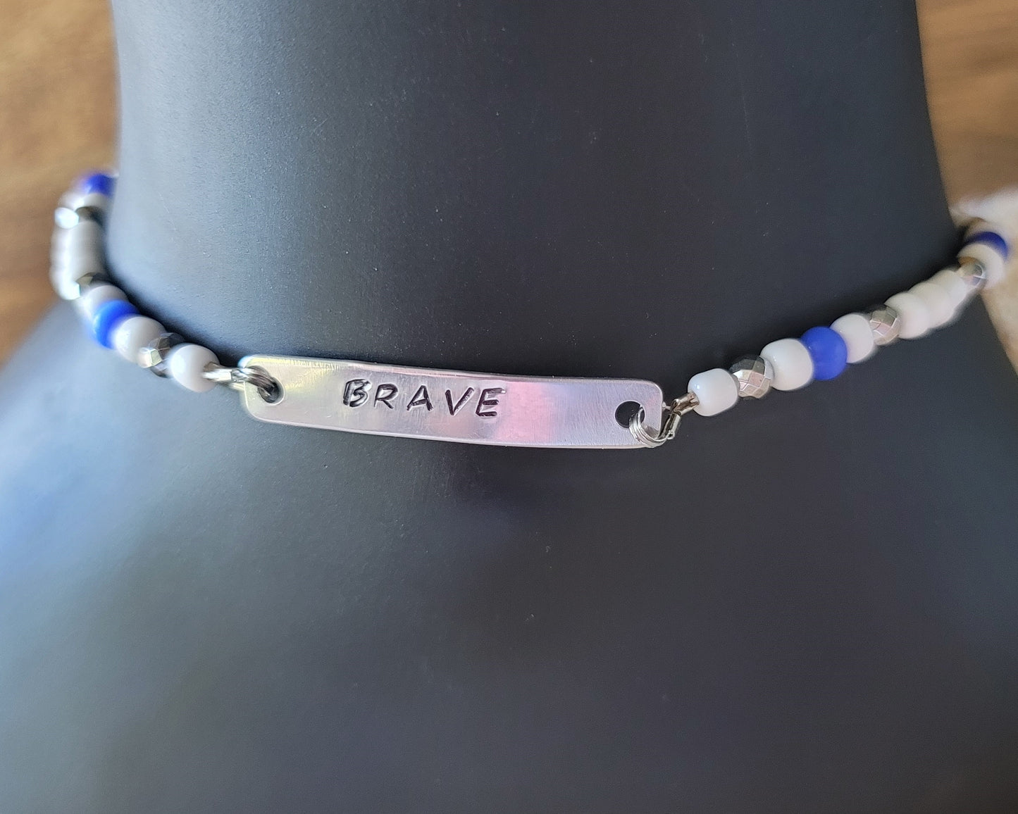 Brave Beaded Boho Eco Anklet, Ankle Bracelet, Beaded Anklet, made with Vintage Glass beads, Aluminum and Stainless Steel. 