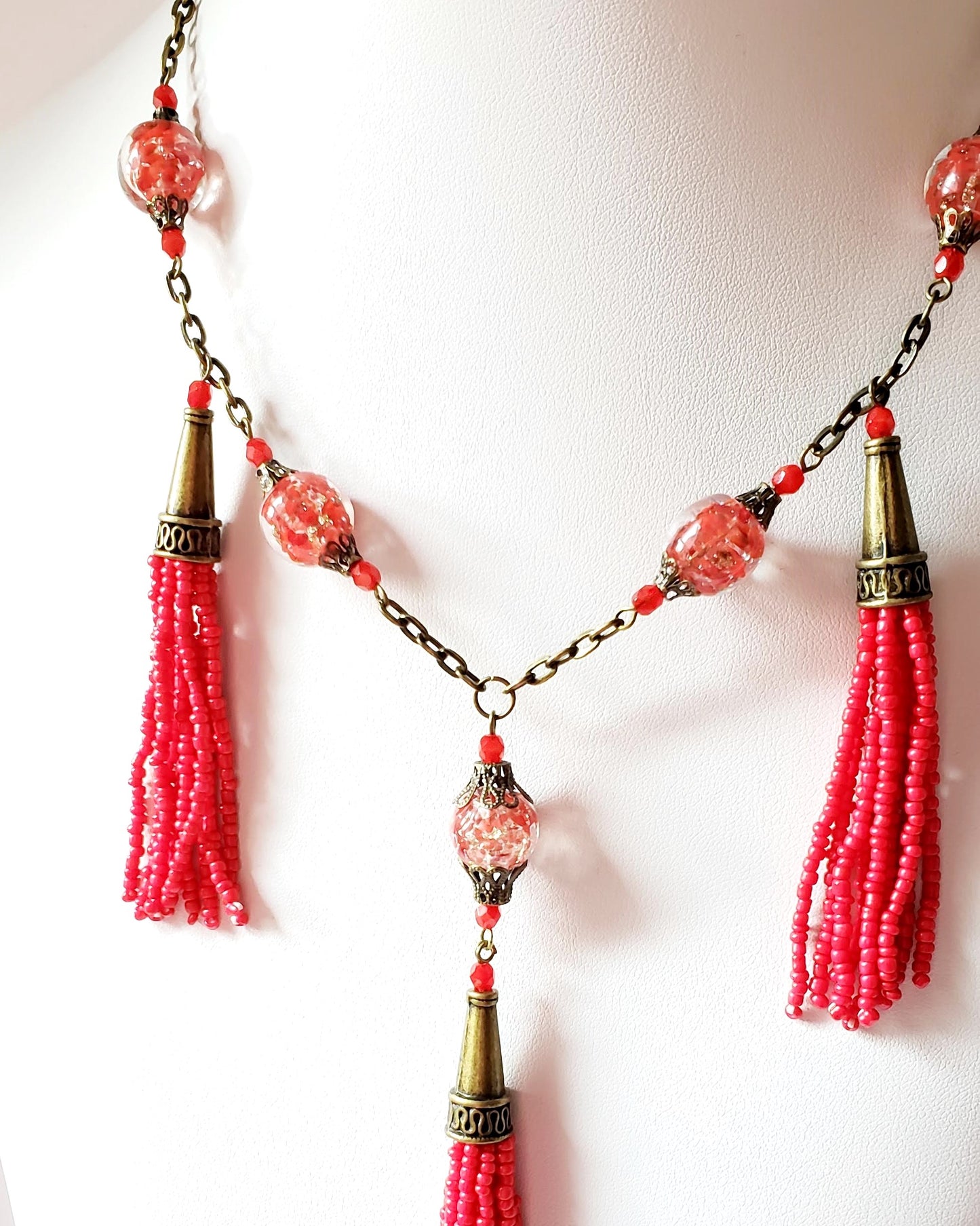 Red Bohemian Spirit Tassel Necklace