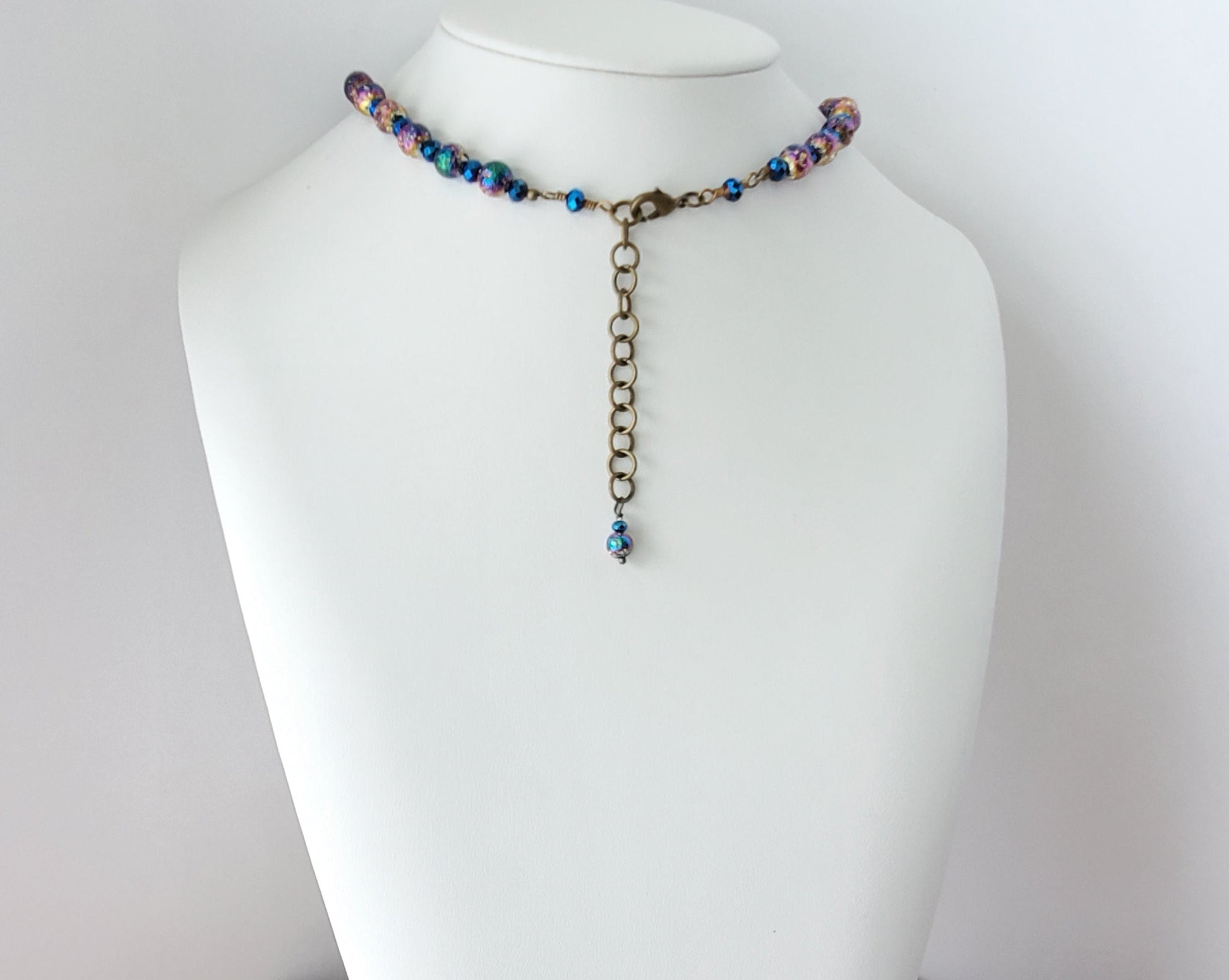 Titanium Crystal Festoon Tassel Necklace, Extension Chain, Back Chain