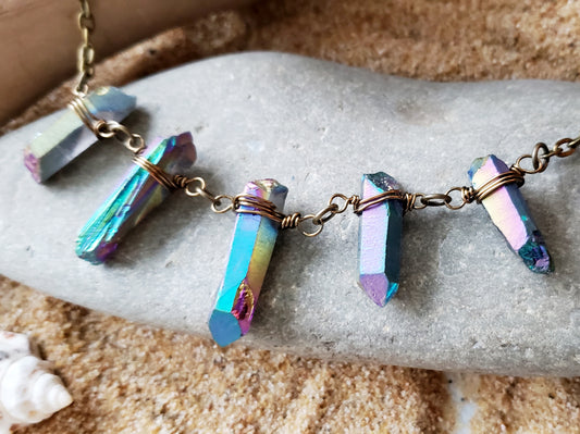Titanium Quartz Crystal Necklace
