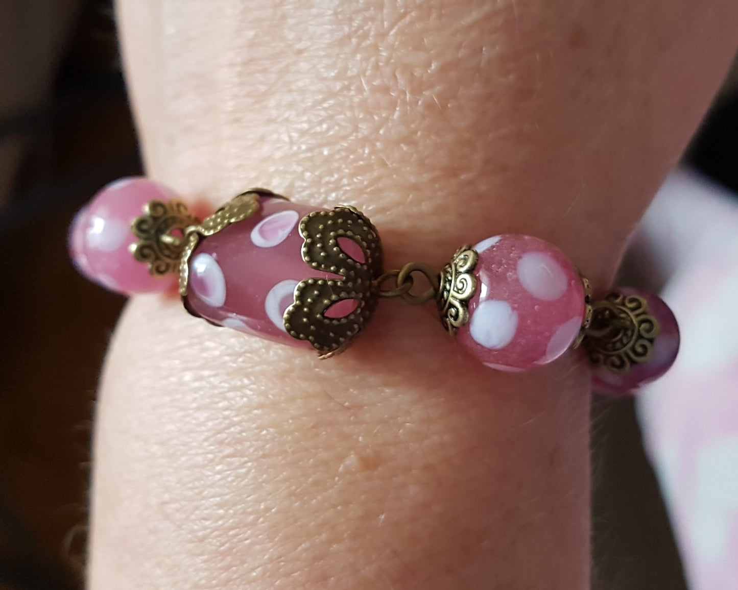 Pink Polka Dot Vintage Romance Bracelet