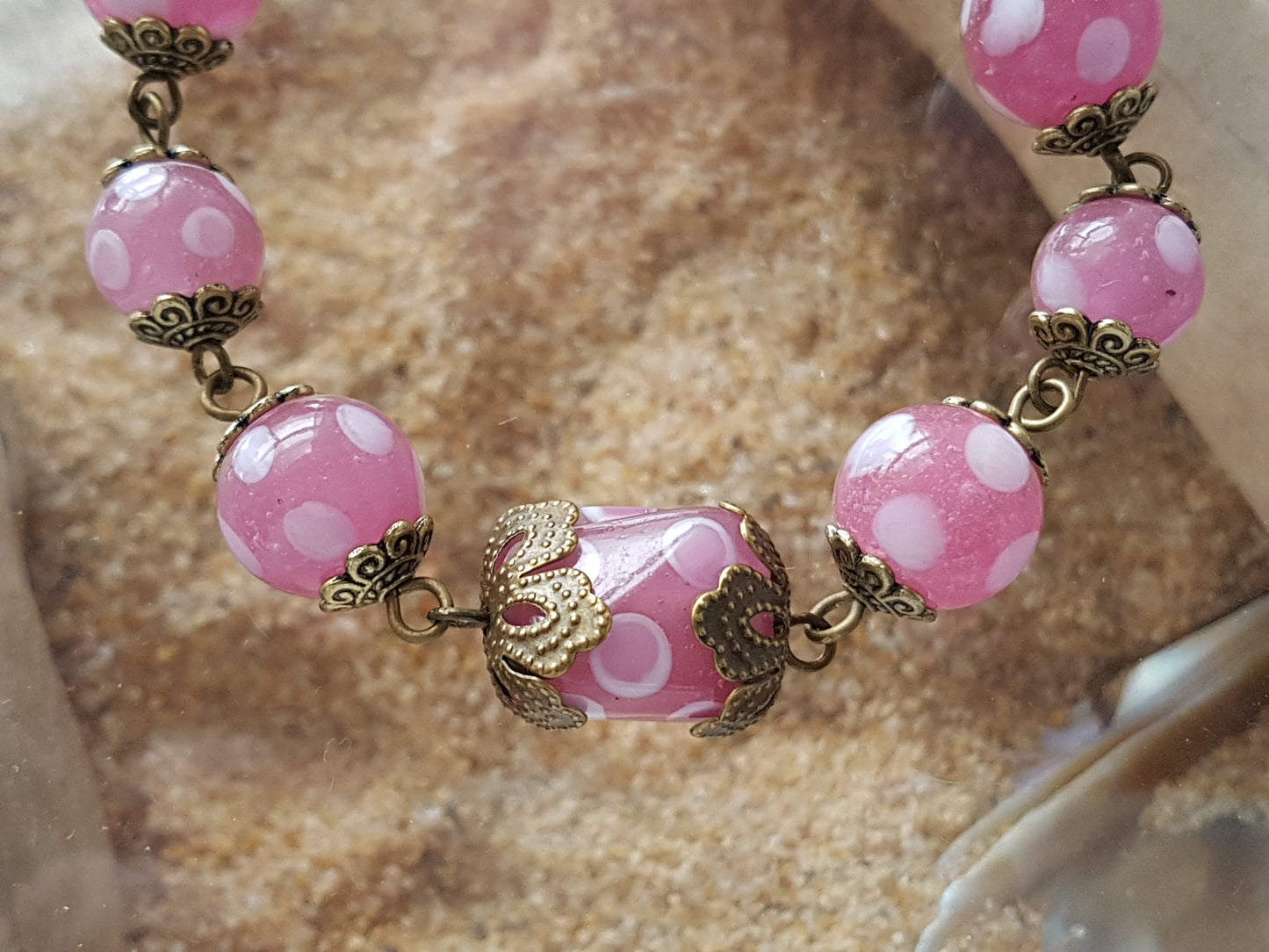 Pink Polka Dot Vintage Romance Bracelet