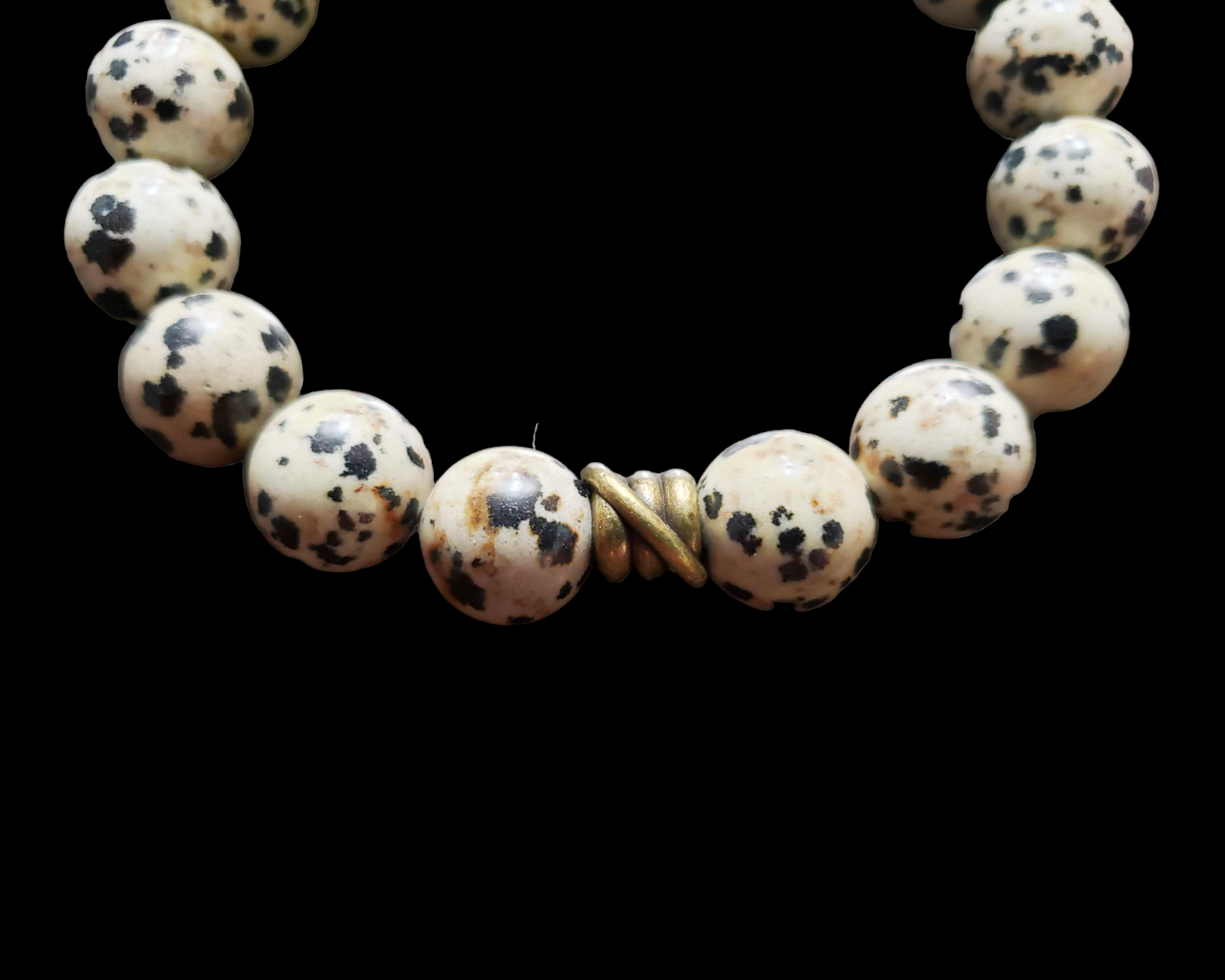 Dalmatian Jasper Celtic Knot Beaded Bracelet