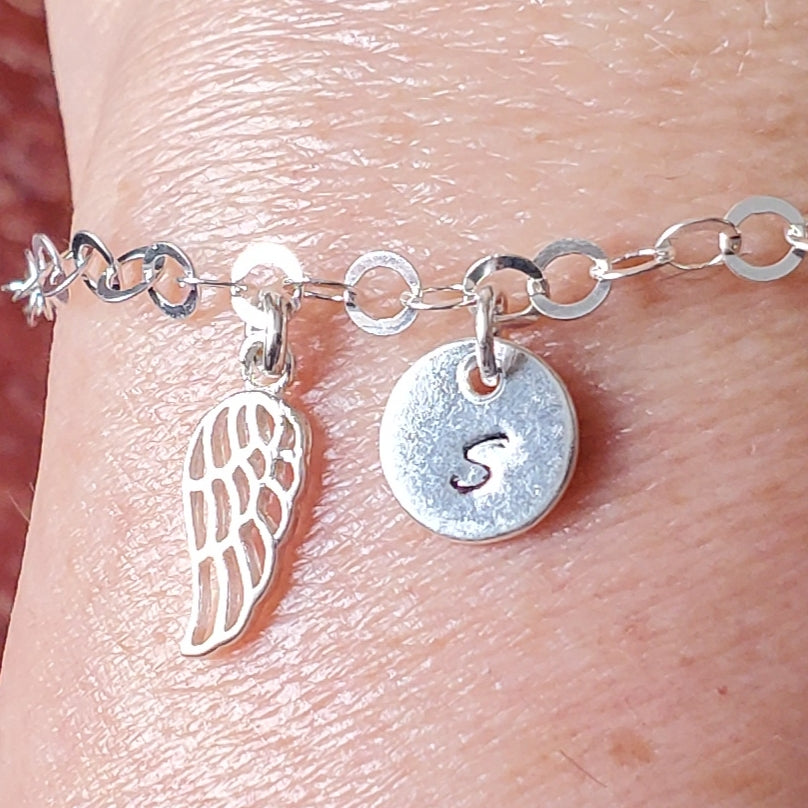 Personalized Wing Initial Bracelet