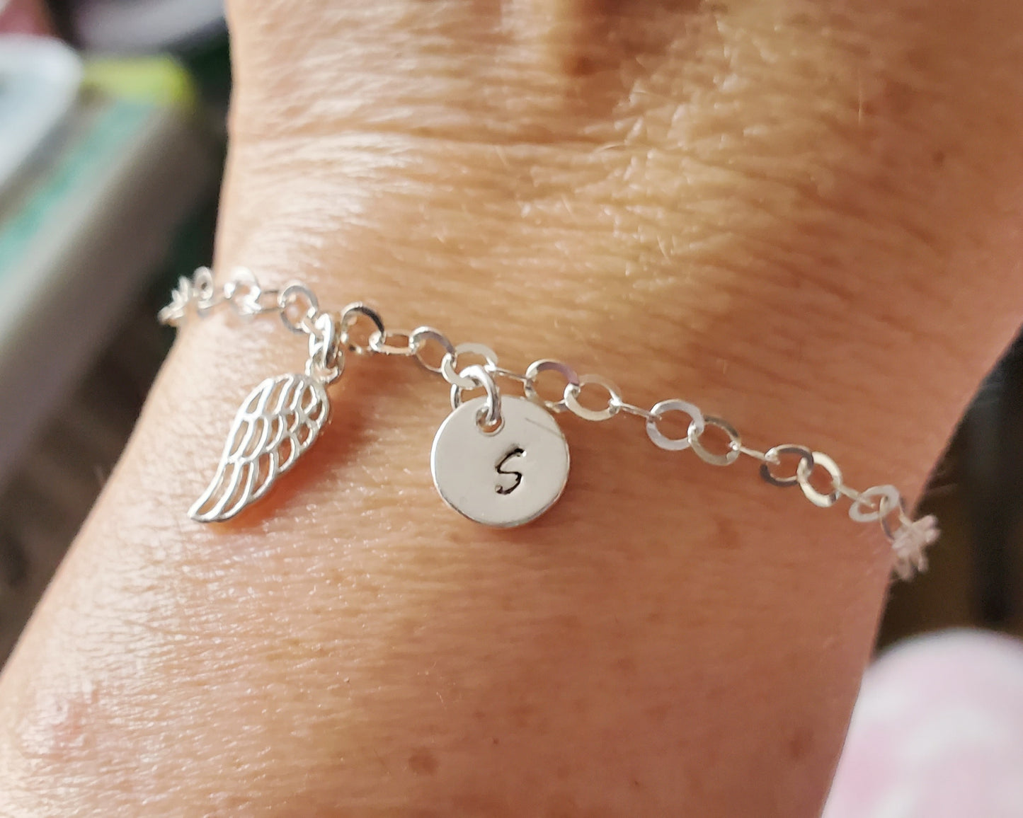 Personalized Wing Initial Bracelet