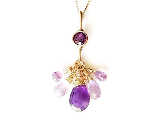 Royal Amethyst, Mystic Topaz Vintage Gold Filled Pendant Necklace made with Vintage 14k Gold Filled & Purple Gemstones 