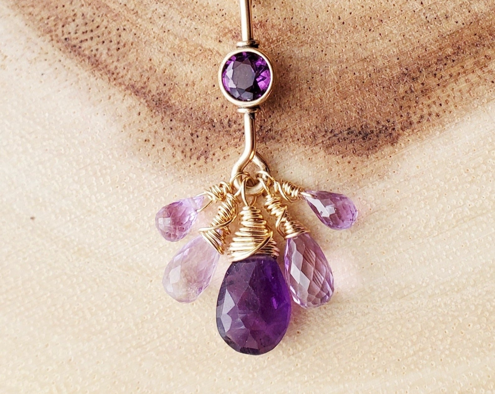 Royal Amethyst, Mystic Topaz Vintage Gold Filled Pendant Necklace made with Vintage 14k Gold Filled & Purple Gemstones 