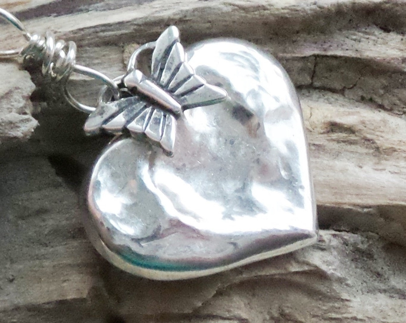 Heart Butterfly Transformation Pedant Necklace, Upcycled & New Sterling Silver