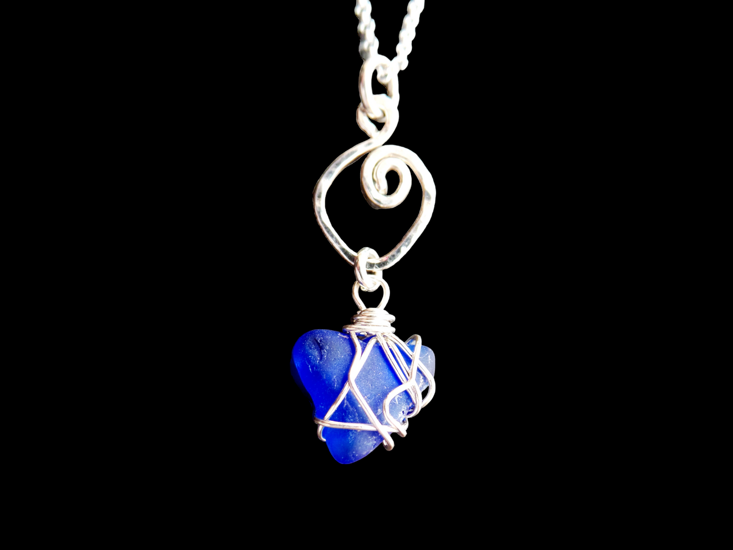 Celtic Blue Beach Glass Pendant