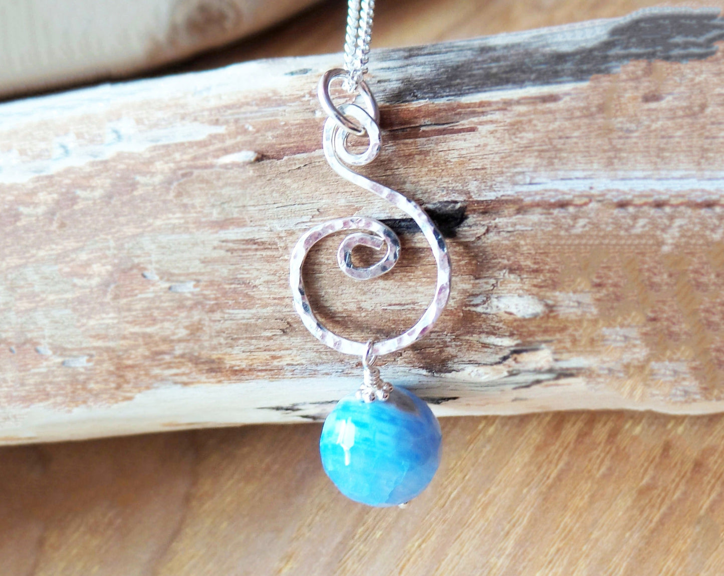 Sterling Silver Blue Agate Pendant