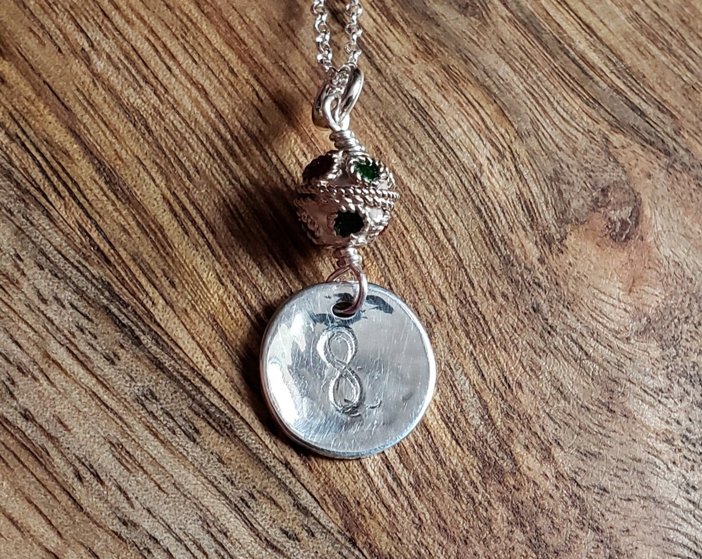 Tibetan Infinity Pendant Necklace, Upcycled Vintage Silver Enameled Tibetan Style