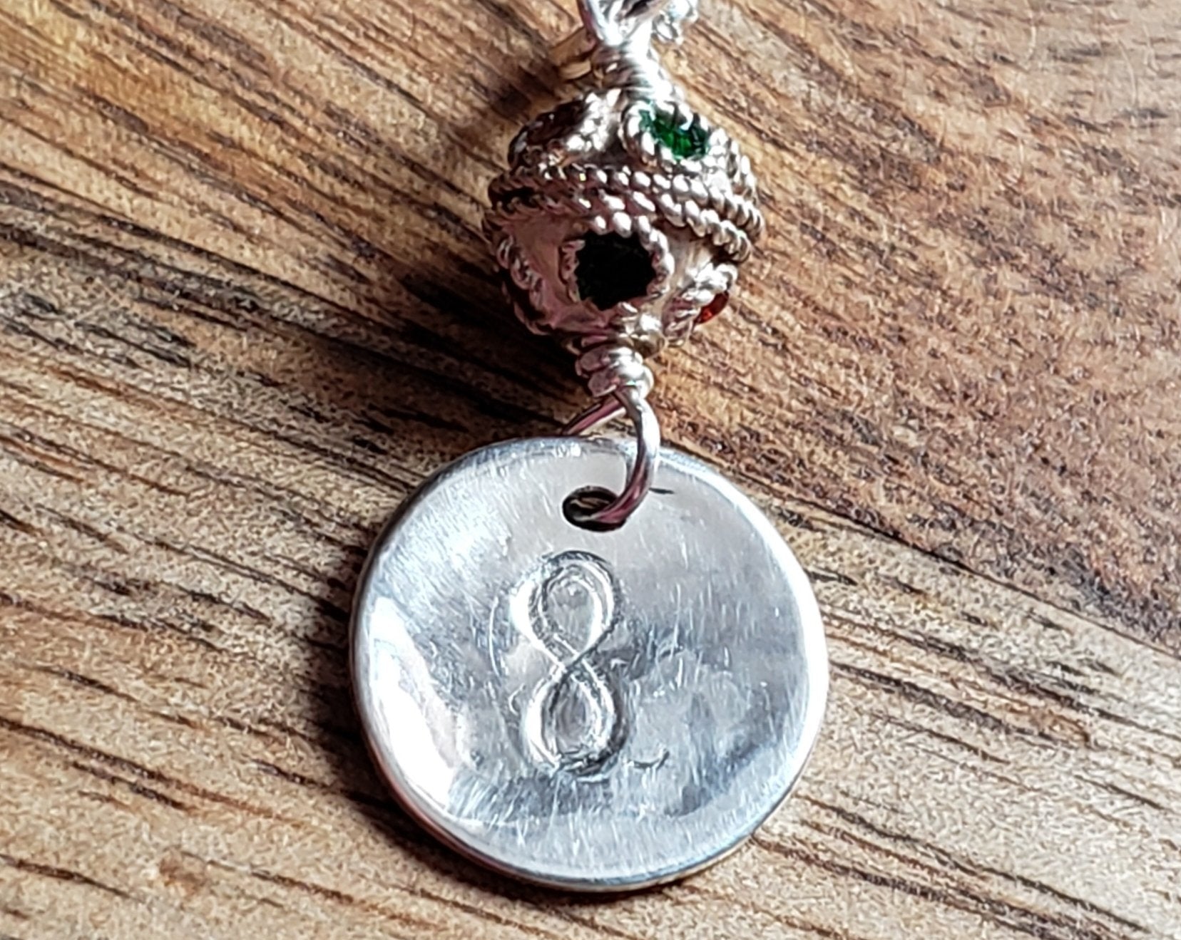 Tibetan Eternity Pendant Necklace, Upcycled Vintage Silver Enameled Tibetan Style 