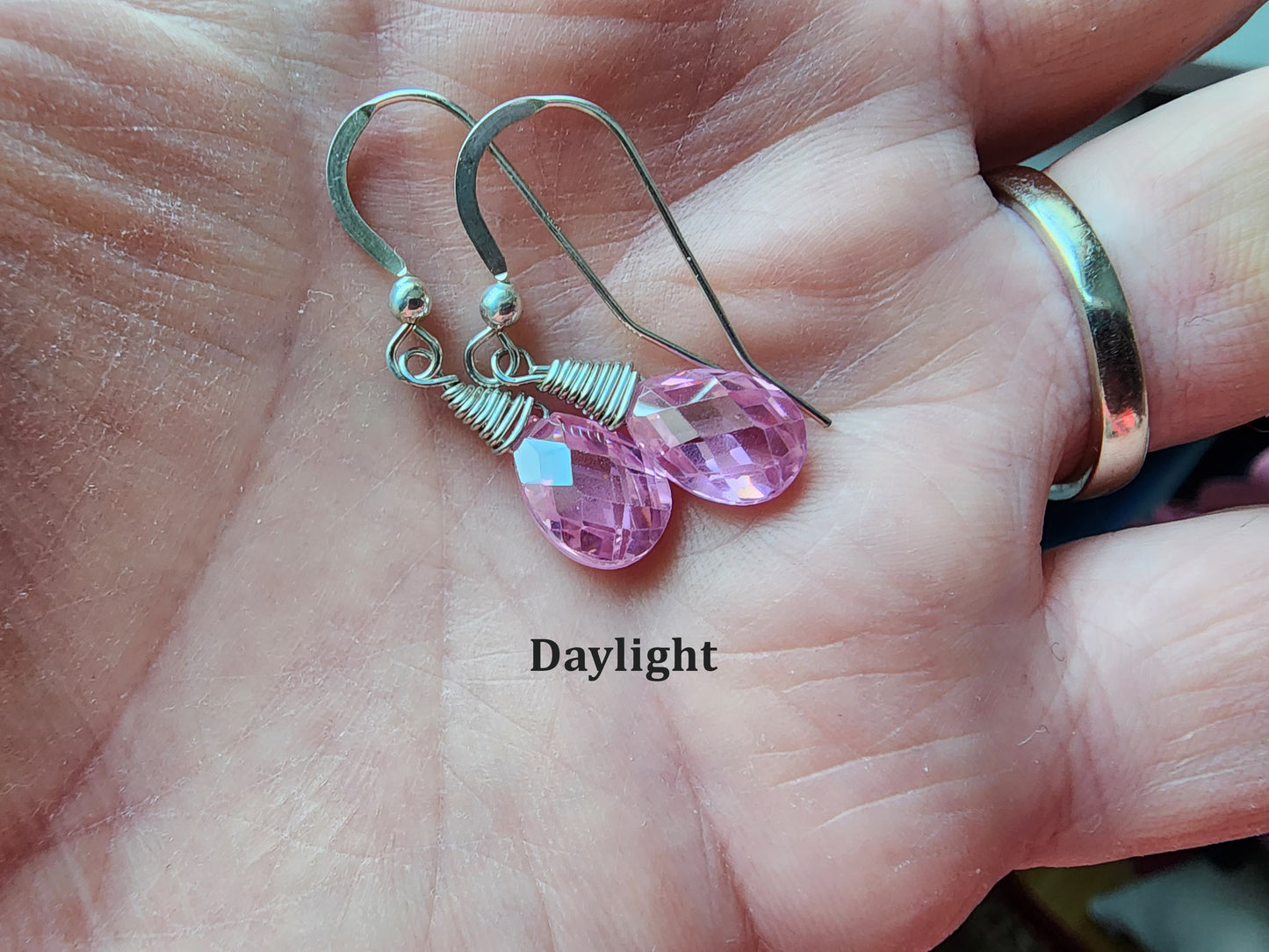 Pink Ice, Cubic Zirconia Dangle Earrings