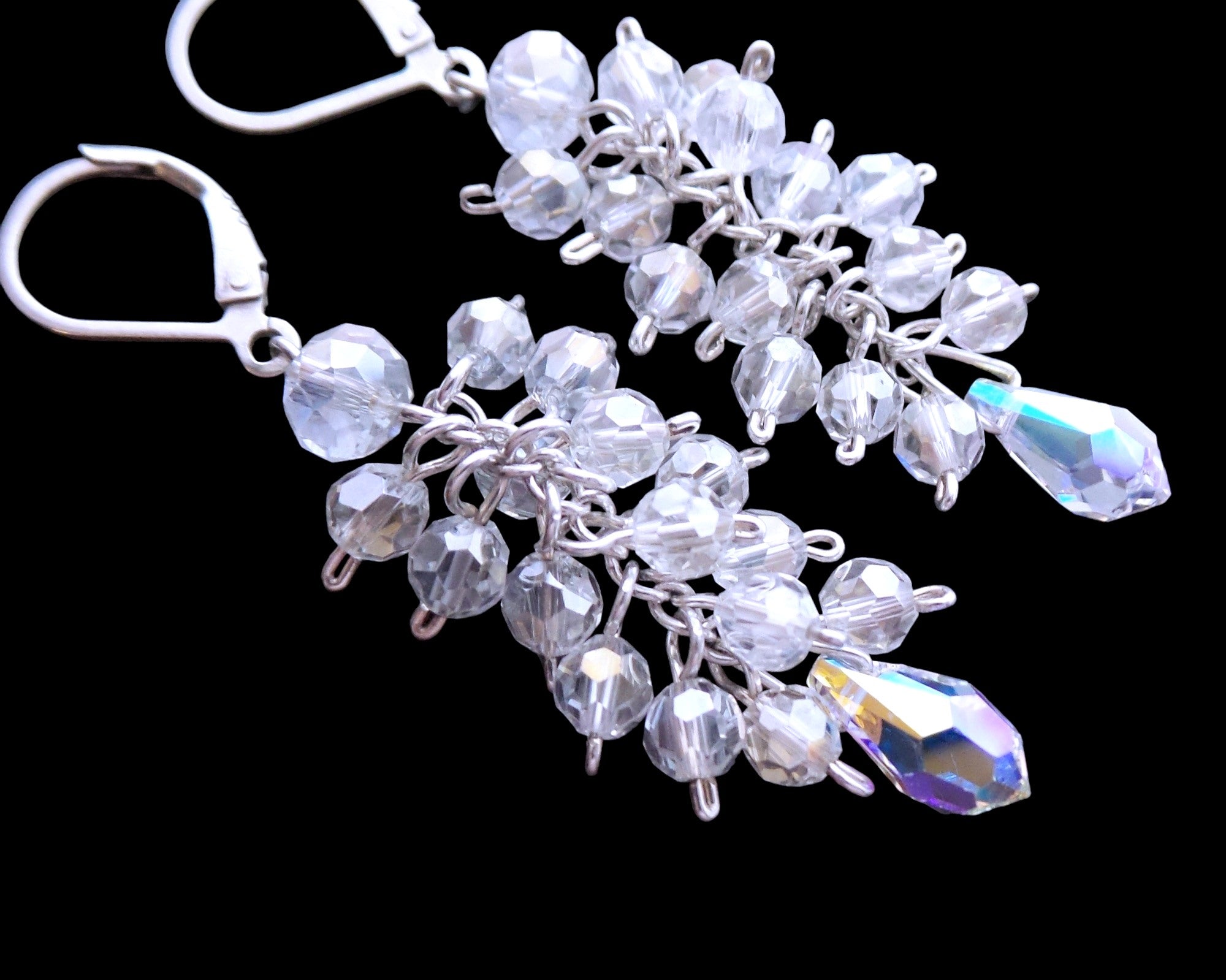 Long hot sale crystal earrings