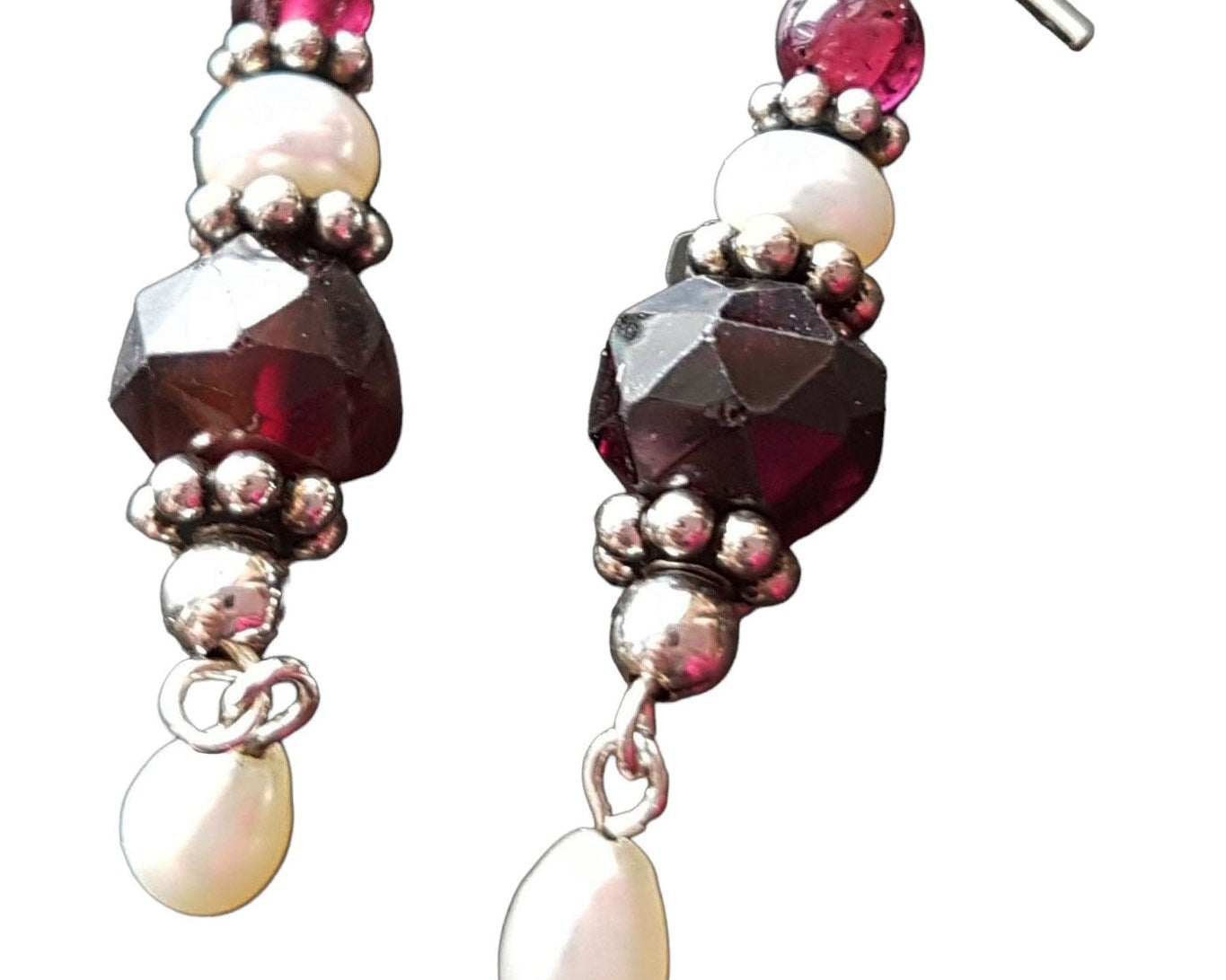 Draft-Clean-Victorian Garnet Pearl Dangle Earrings