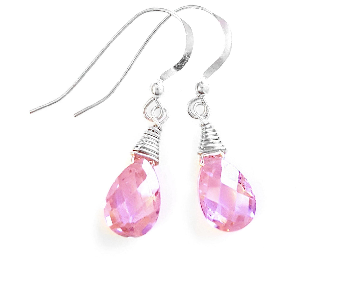 Pink Ice, Cubic Zirconia Dangle Earrings