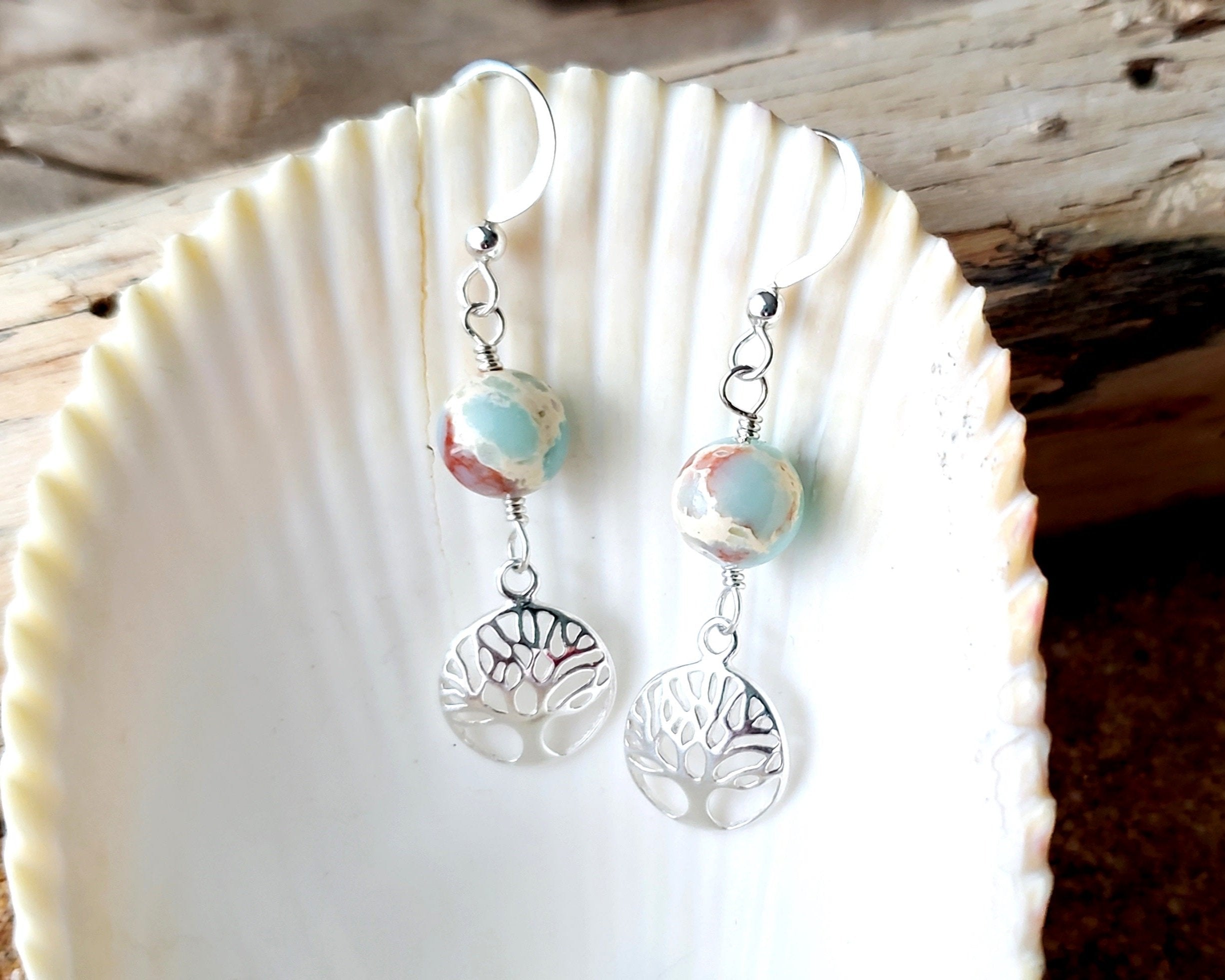 Sea Sediment Imperial Jasper Tree of Life Earrings Anything s