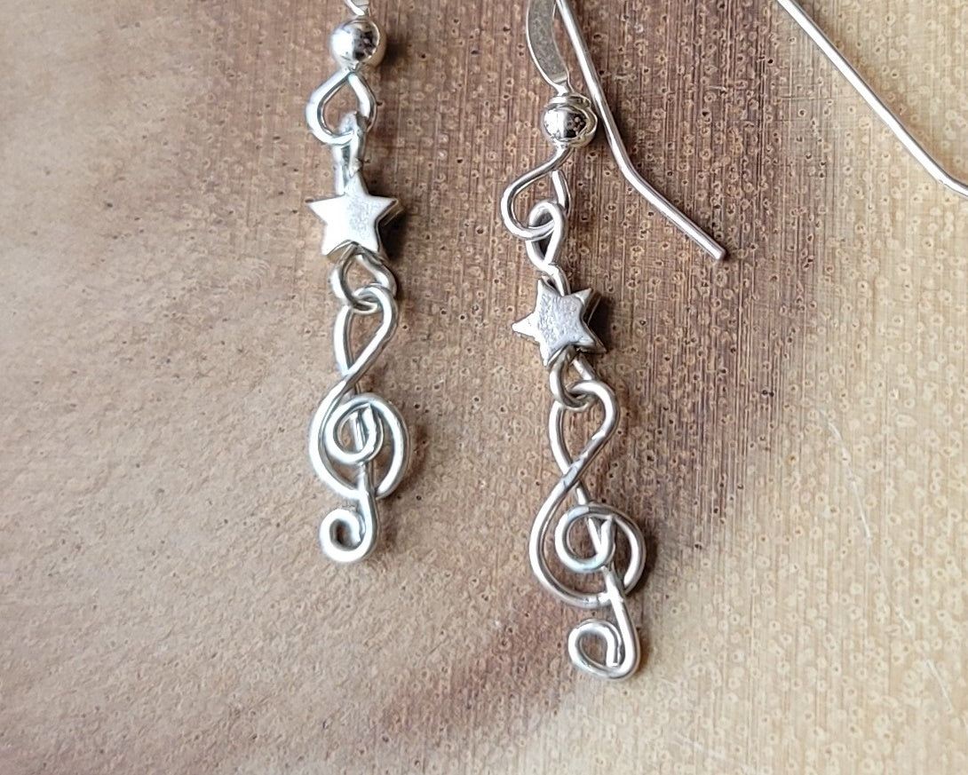 Star of the Show, Sterling Silver, Musical inspired Earrings created with 925 Sterling Silver