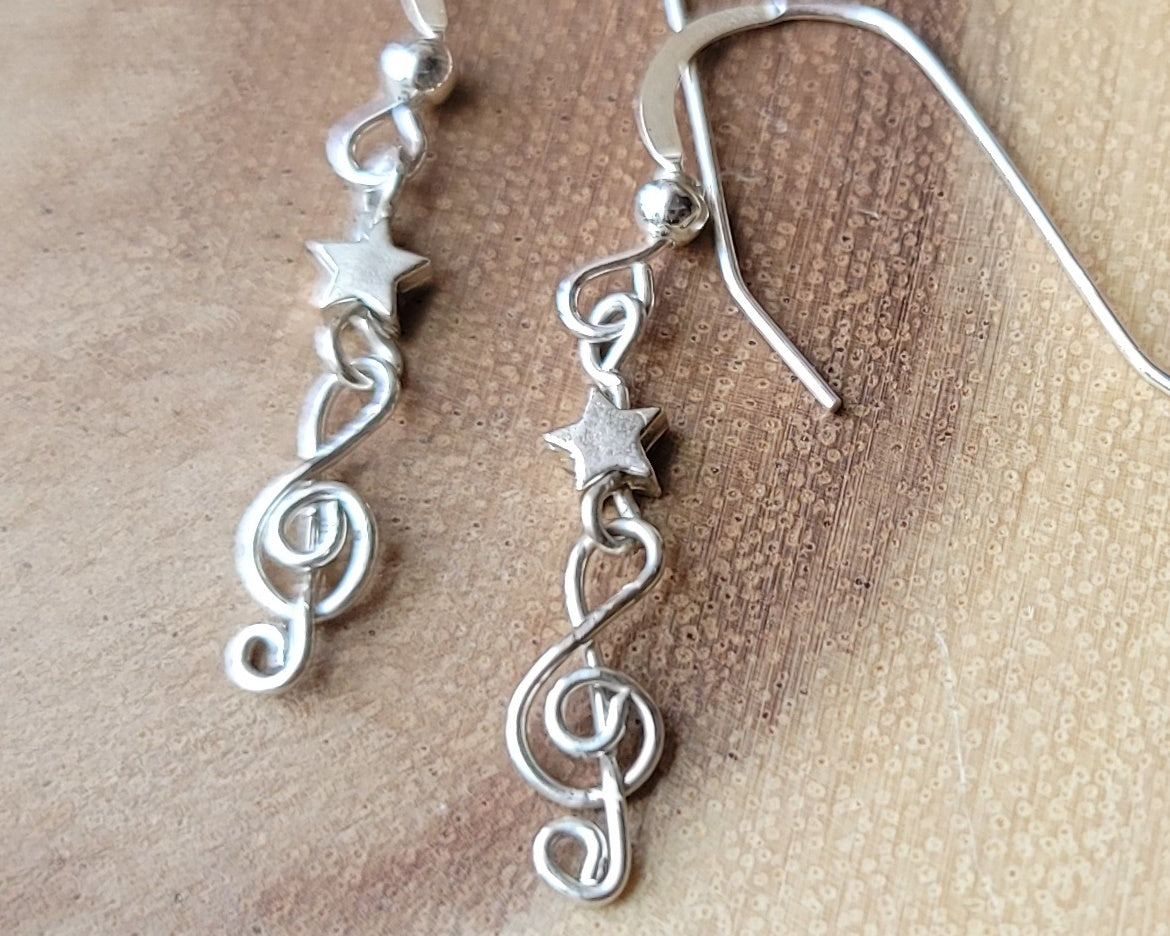 Star of the Show, Sterling Silver, Musical inspired Earrings created with 925 Sterling Silver