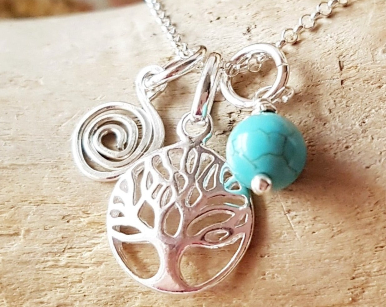 Personalzied Celtic Tree of Life, Eternity Birthstone Necklace, Sterling Silver, 