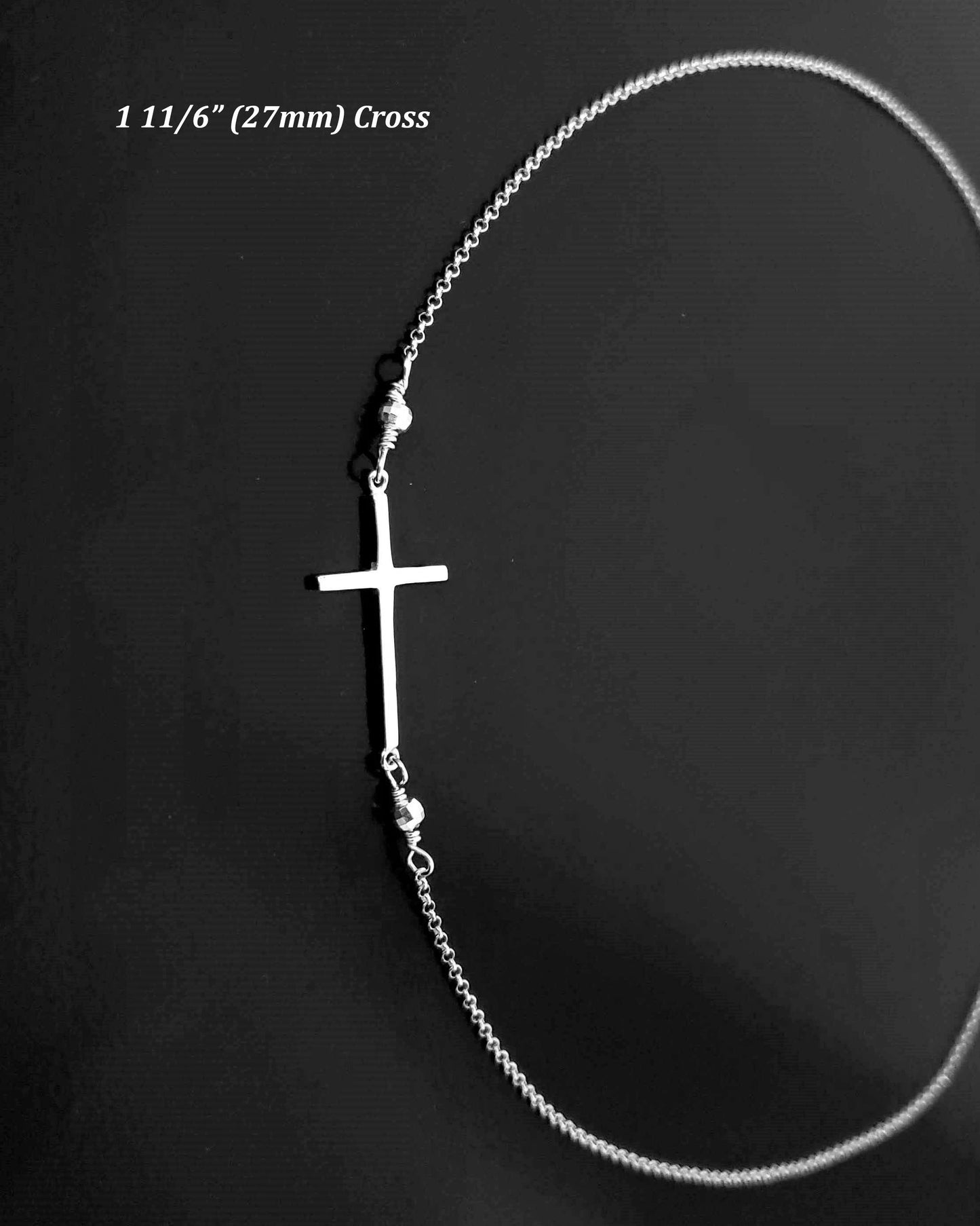Faith Forever Sideways Cross Necklace, Sterling Silver Cross Necklace, Rolo Chain, Spring Ring Clasp