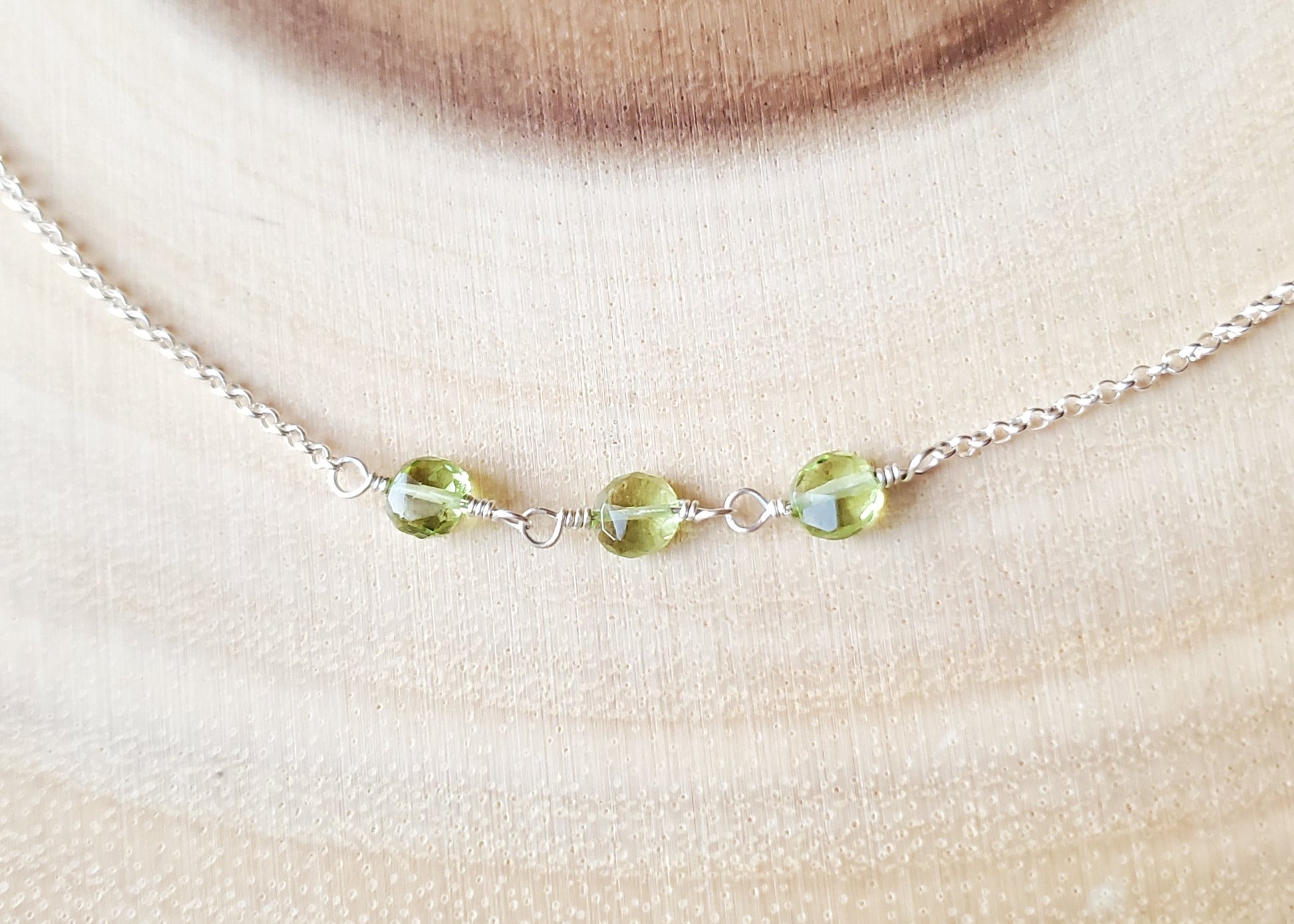 Peridot Today Tomorrow & Forever Necklace, Sterling Silver, Minimalist Peridot Necklace