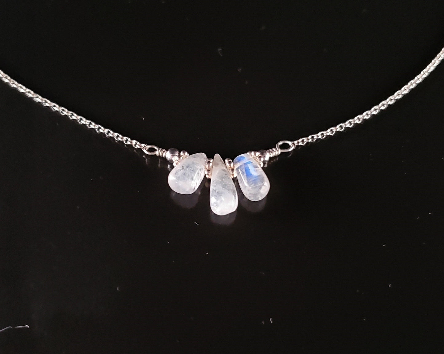 Moonstone Today, Tomorrow and Forever Necklace, Sterling Silver, Natural Moonstone