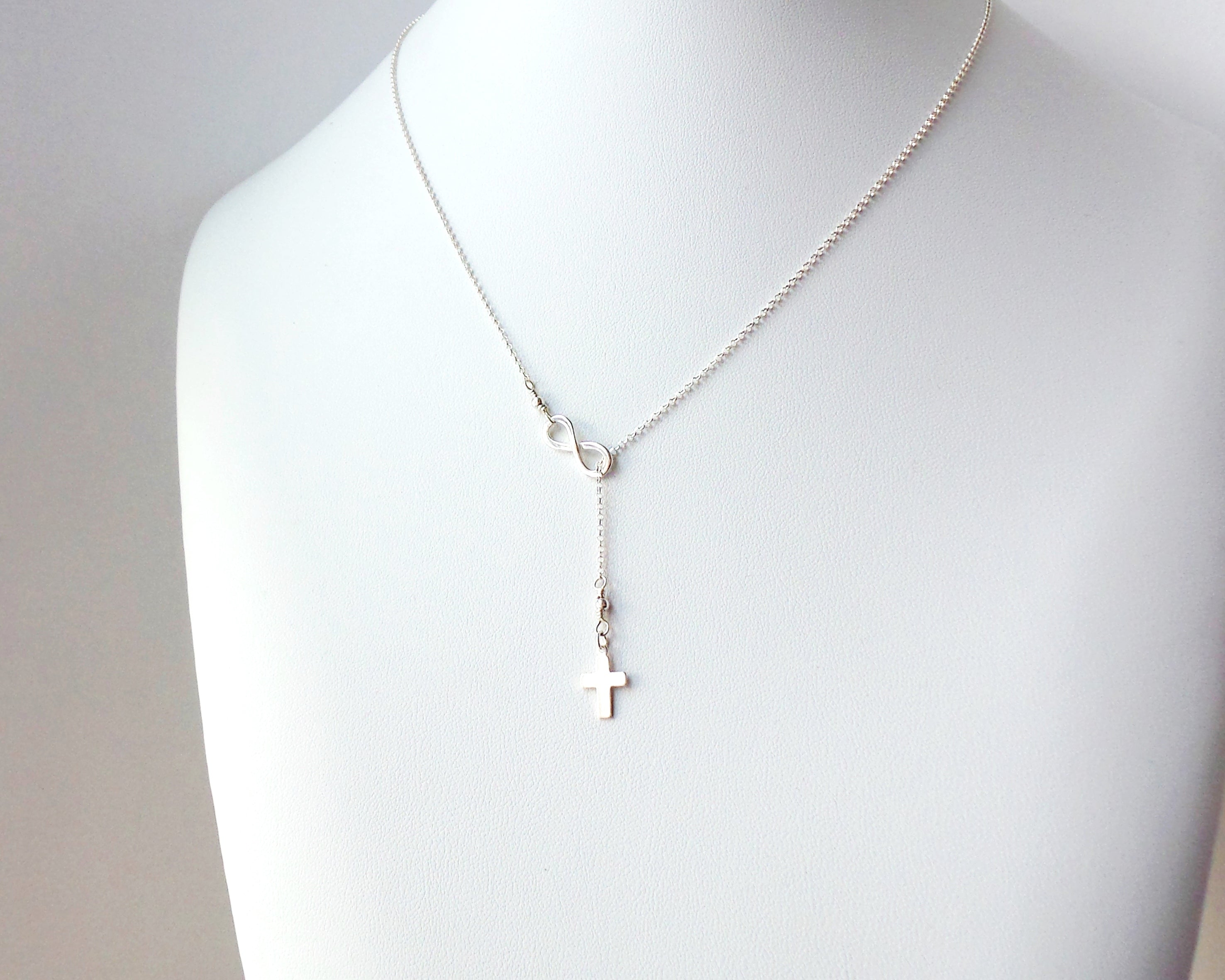 Infinity cross sale lariat necklace