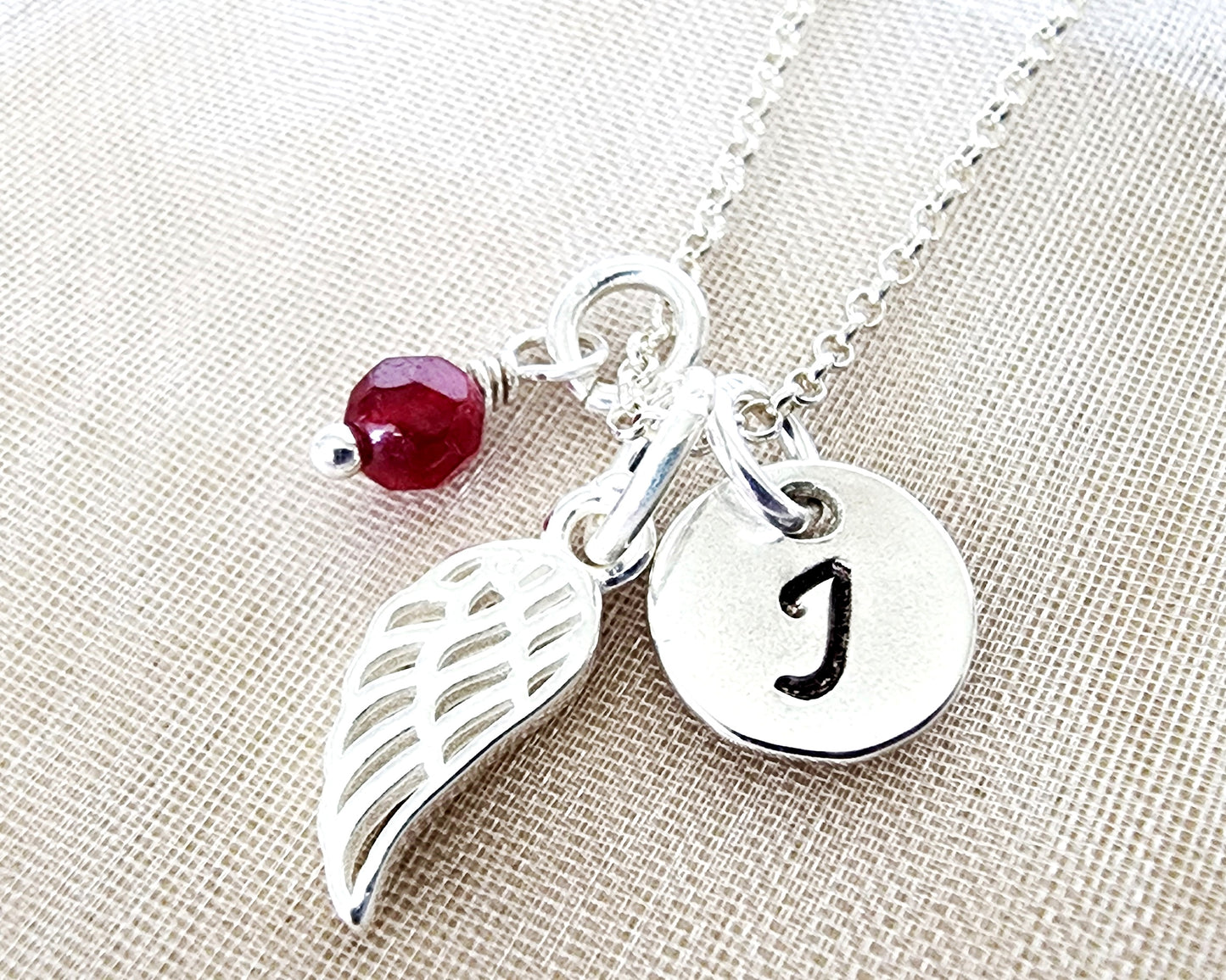 Personalized Feather, Birthstone, Initial Necklace
