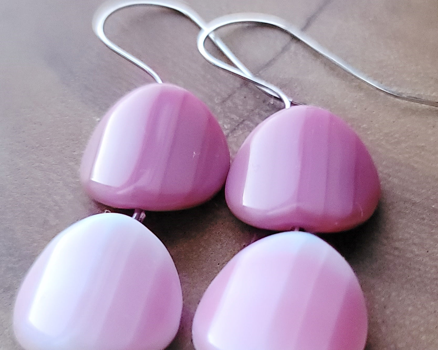 Vintage Pink Glass Structural Style Earrings