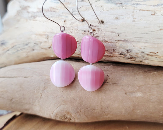 Vintage Pink Glass Structural Style Earrings