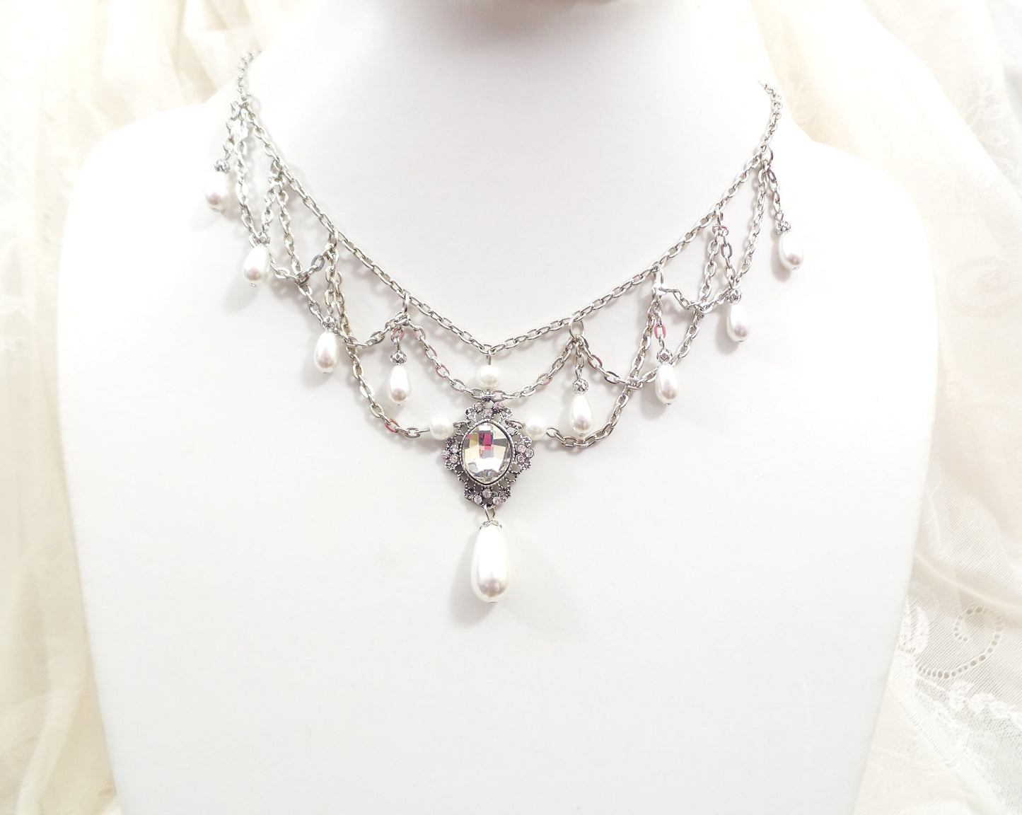 Victorian Pearl Festoon Necklace